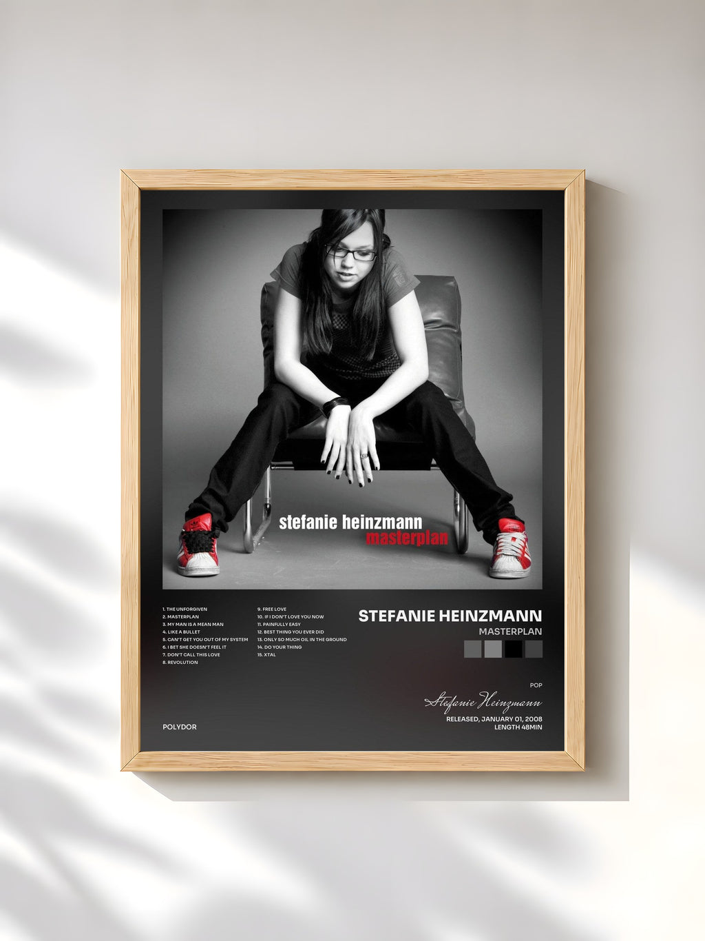 #bois Tableau de l'album Masterplan de Stefanie Heinzmann, cadre en bois brut, imprimé et encadré en France