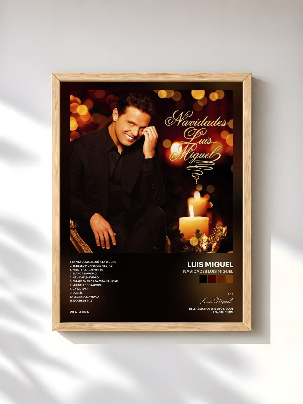 #bois Tableau de l'album Navidades Luis Miguel de Luis Miguel, cadre en bois brut, imprimé et encadré en France