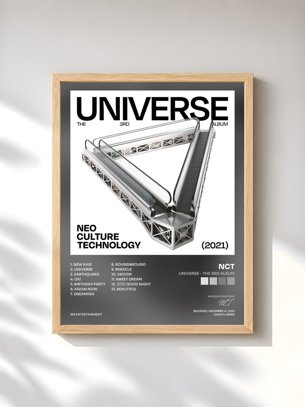 #bois Tableau de l'album Universe - The 3rd Album de NCT, cadre en bois brut, imprimé et encadré en France