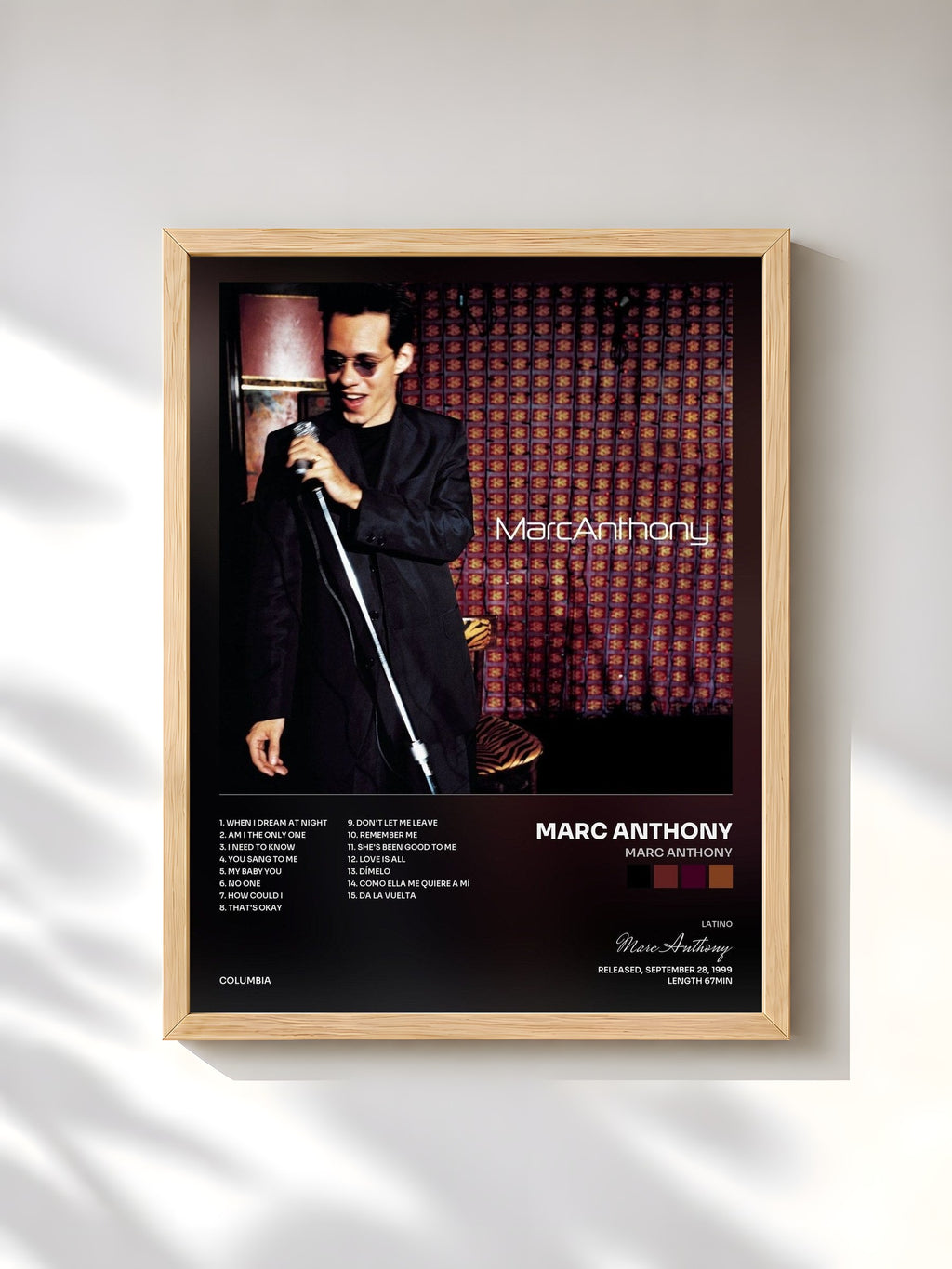 #bois Tableau de l'album Marc Anthony de Marc Anthony, cadre en bois brut, imprimé et encadré en France