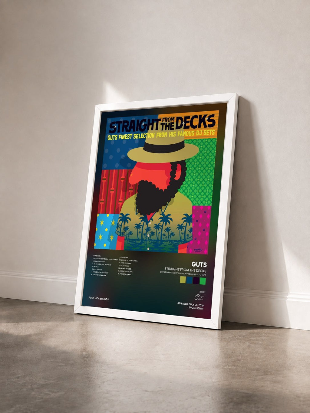 #blanc Tableau de l'album Straight from the Decks (Guts Finest Selection from His Famous DJ Sets) de Guts vu de trois quarts, cadre blanc
