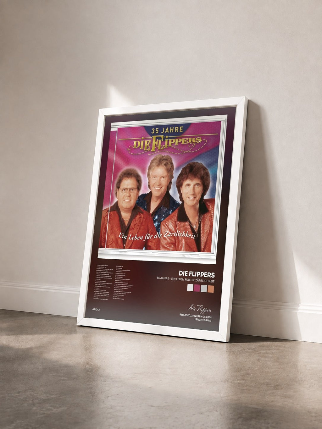 #blanc Tableau de l'album 35 Jahre - Ein Leben für die Zärtlichkeit de Die Flippers vu de trois quarts, cadre blanc
