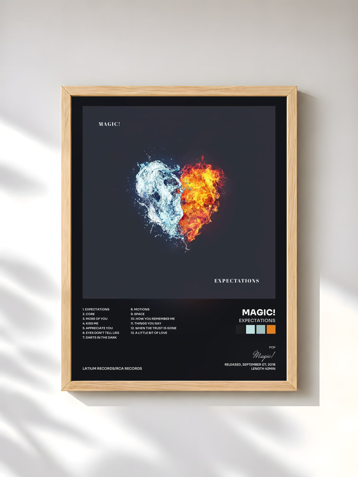 #bois Tableau de l'album Expectations de Magic!, cadre en bois brut, imprimé et encadré en France