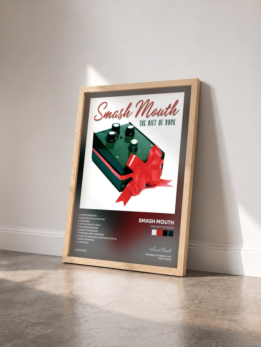#bois Tableau de l'album The Gift Of Rock de Smash Mouth vu de trois quarts, cadre en bois brut