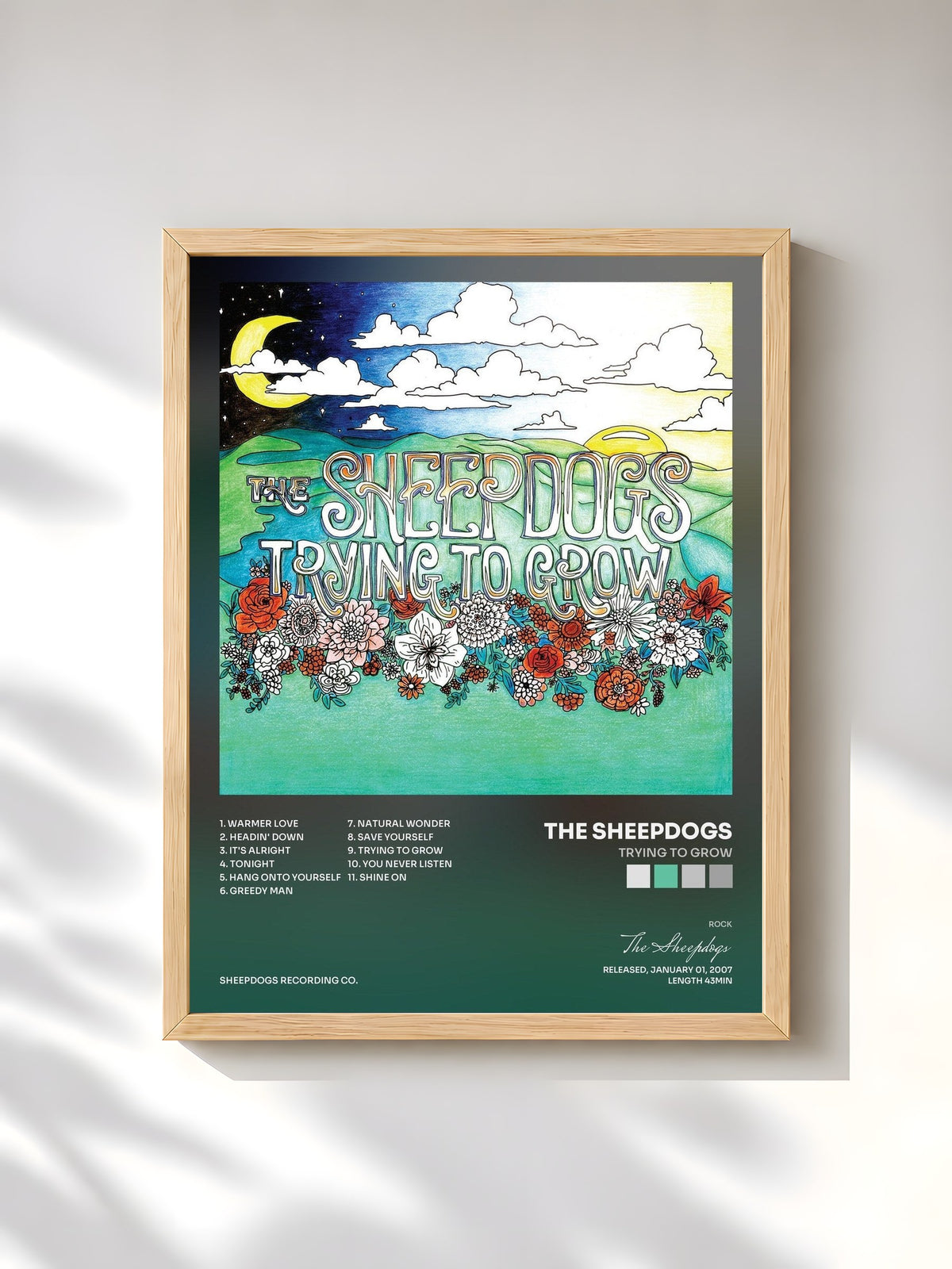 #bois Tableau de l'album Trying to Grow de The Sheepdogs, cadre en bois brut, imprimé et encadré en France