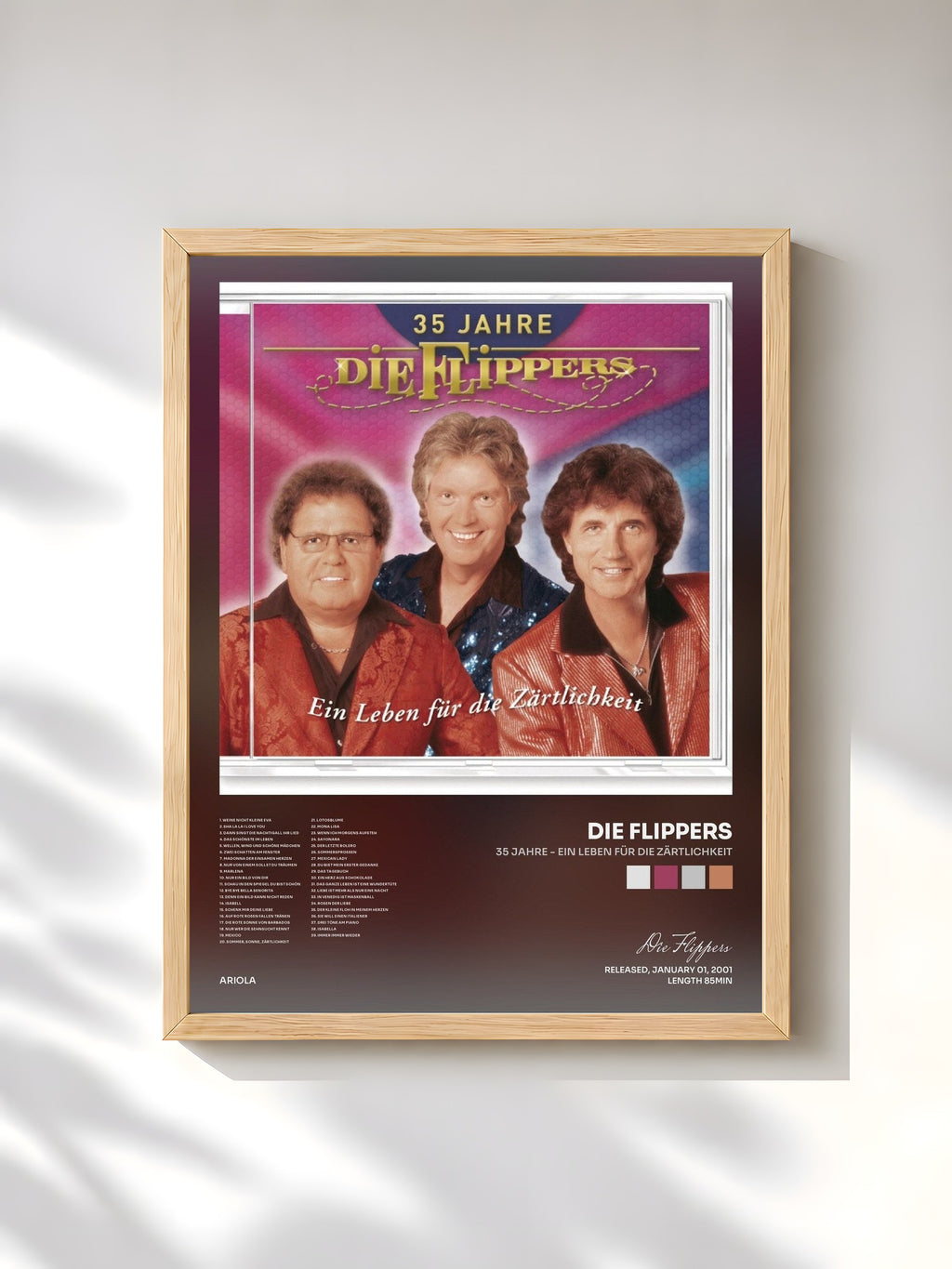 #bois Tableau de l'album 35 Jahre - Ein Leben für die Zärtlichkeit de Die Flippers, cadre en bois brut, imprimé et encadré en France