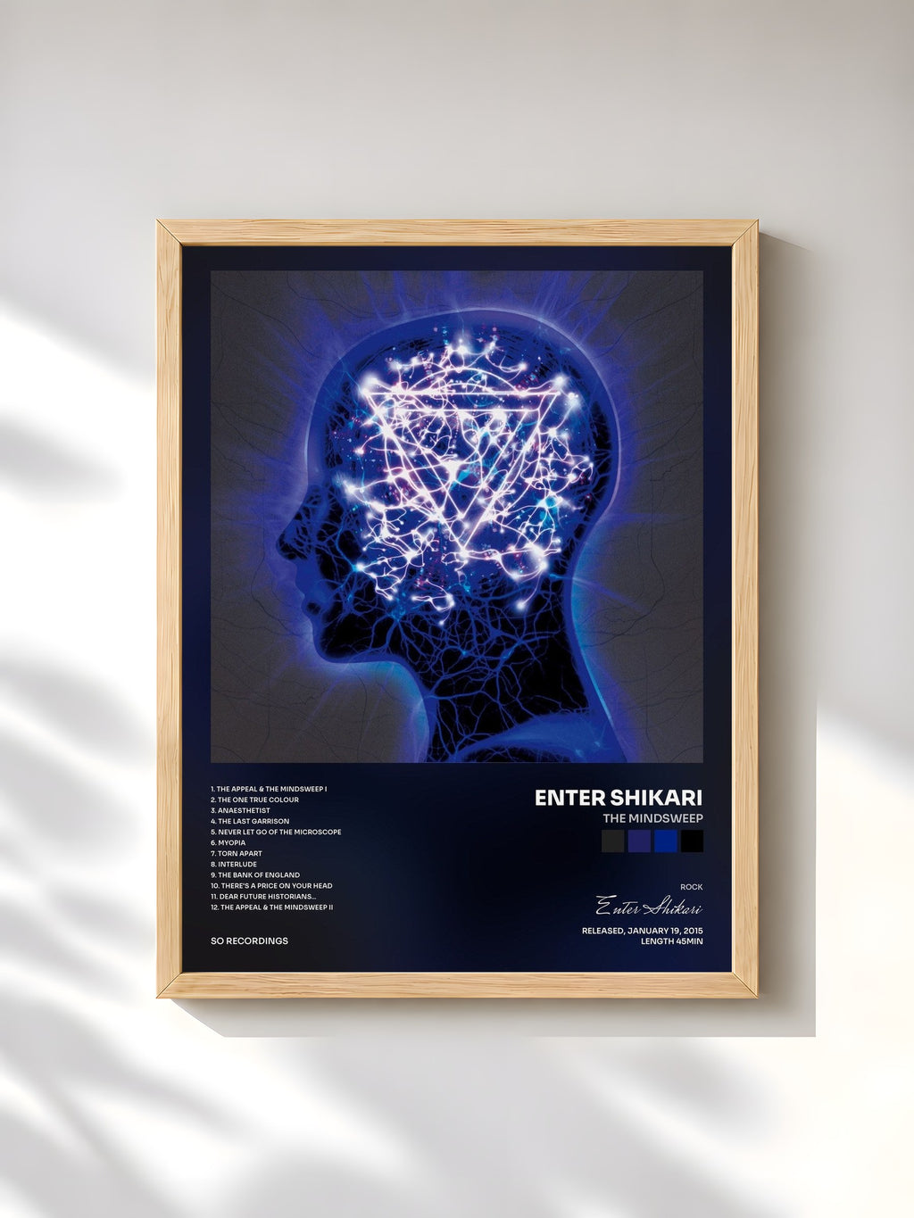 #bois Tableau de l'album The Mindsweep de Enter Shikari, cadre en bois brut, imprimé et encadré en France