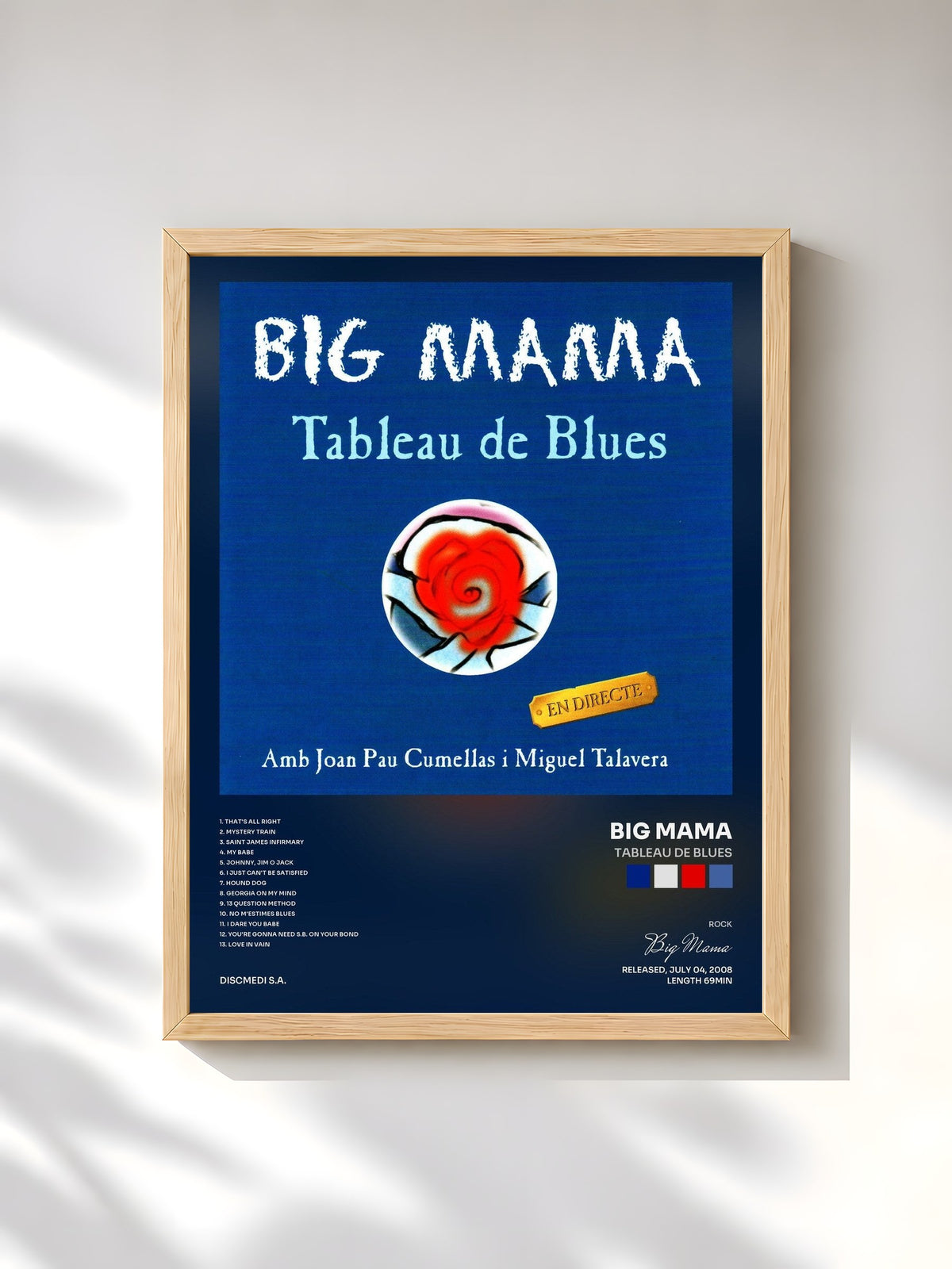 #bois Tableau de l'album Tableau de Blues de Big Mama, cadre en bois brut, imprimé et encadré en France