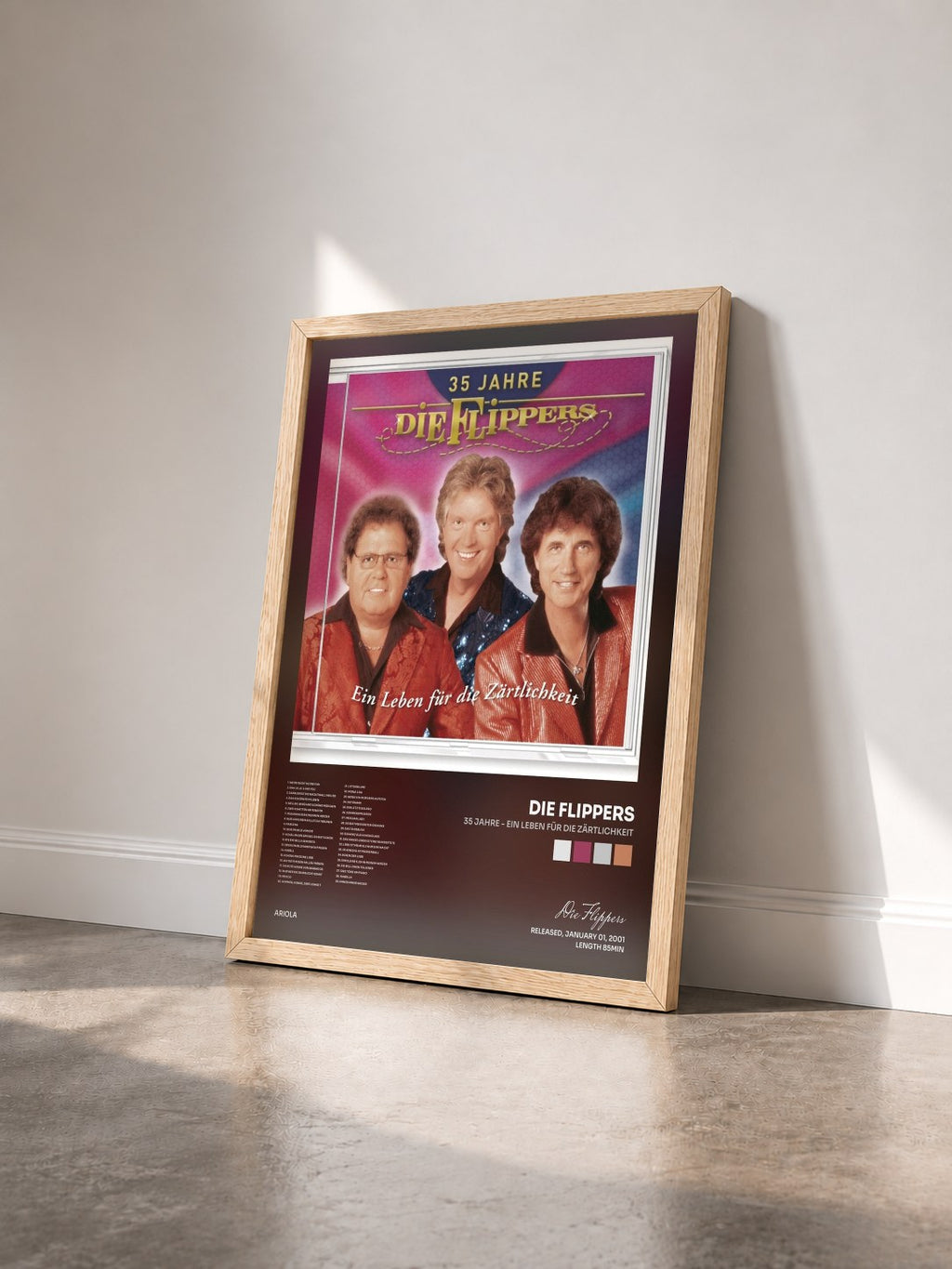 #bois Tableau de l'album 35 Jahre - Ein Leben für die Zärtlichkeit de Die Flippers vu de trois quarts, cadre en bois brut