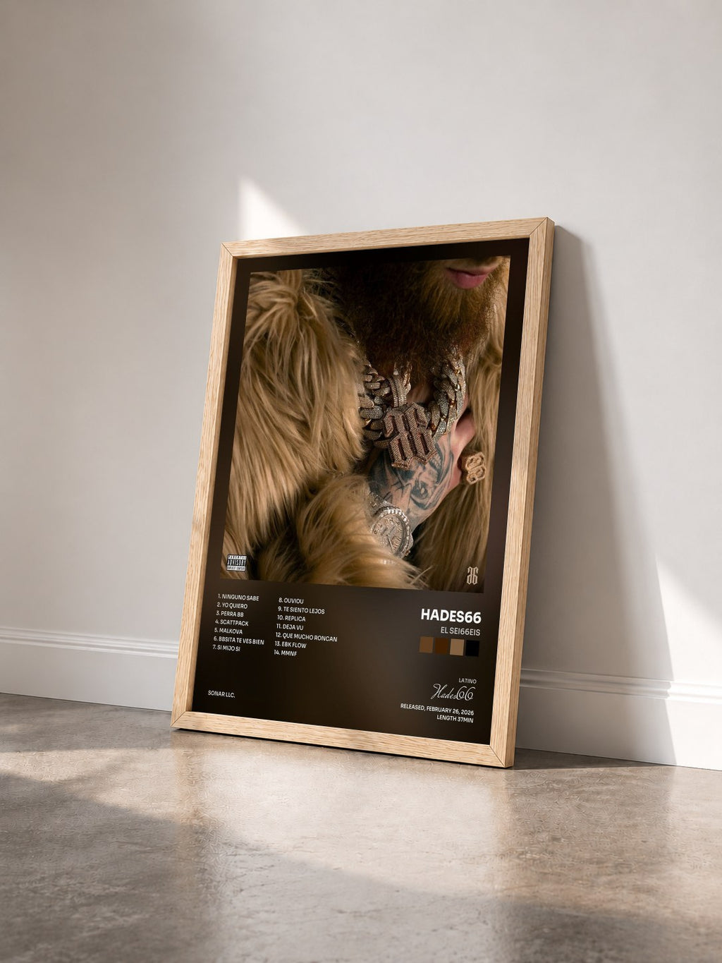 #bois Tableau de l'album El SEI66EIS de Hades66 vu de trois quarts, cadre en bois brut