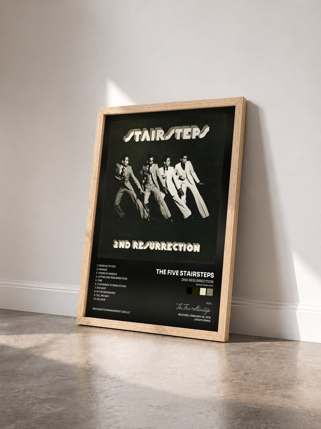 #bois Tableau de l'album 2nd Resurrection (Remastered 2022) de The Five Stairsteps vu de trois quarts, cadre en bois brut