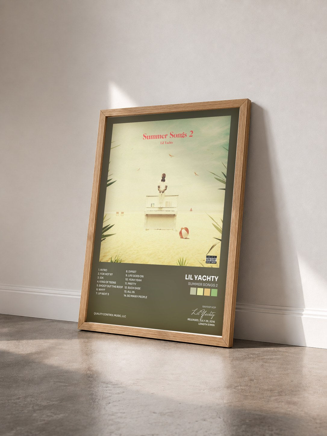 #bois Tableau de l'album Summer Songs 2 de Lil Yachty vu de trois quarts, cadre en bois brut