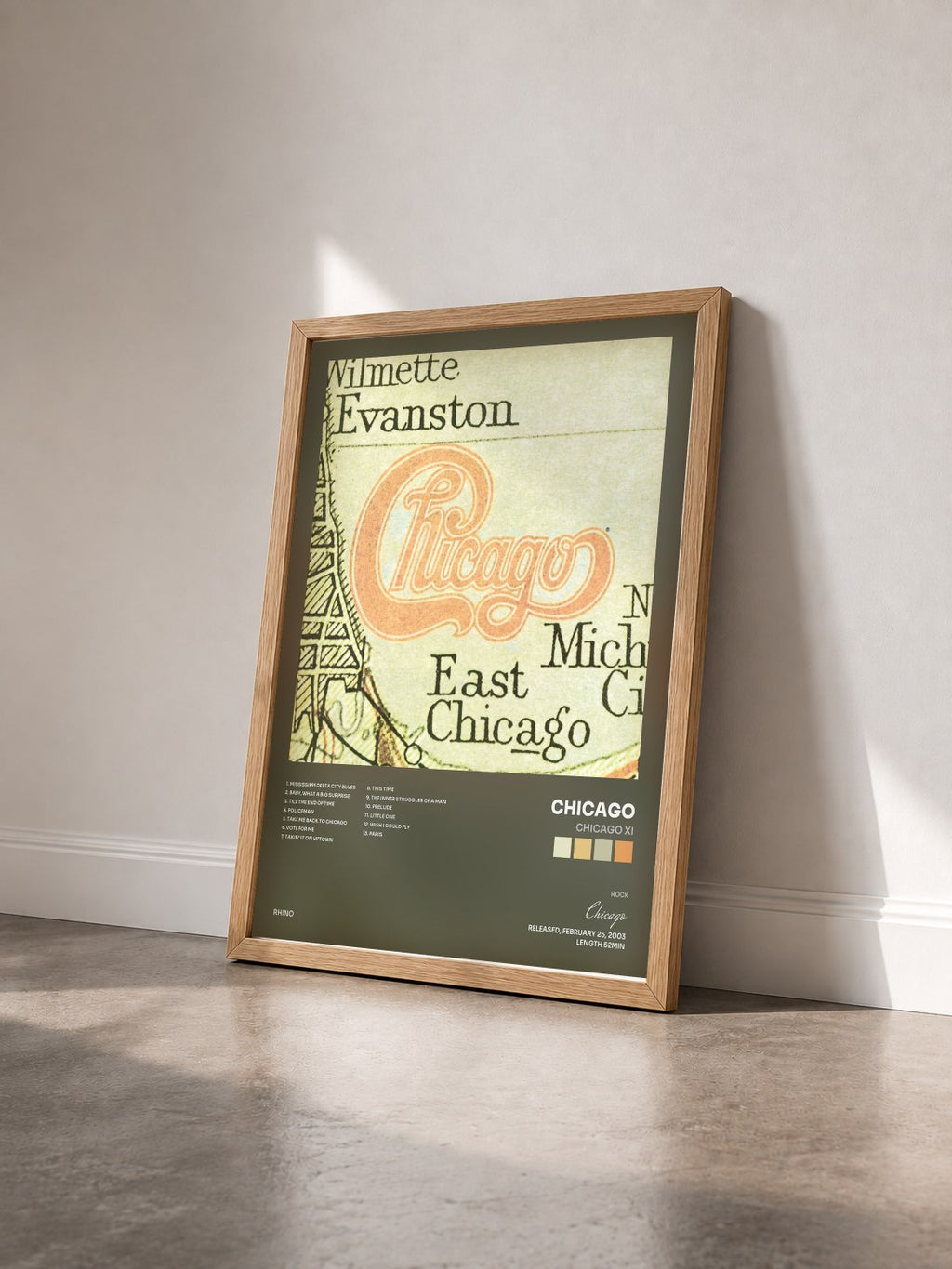 #bois Tableau de l'album Chicago XI de Chicago vu de trois quarts, cadre en bois brut
