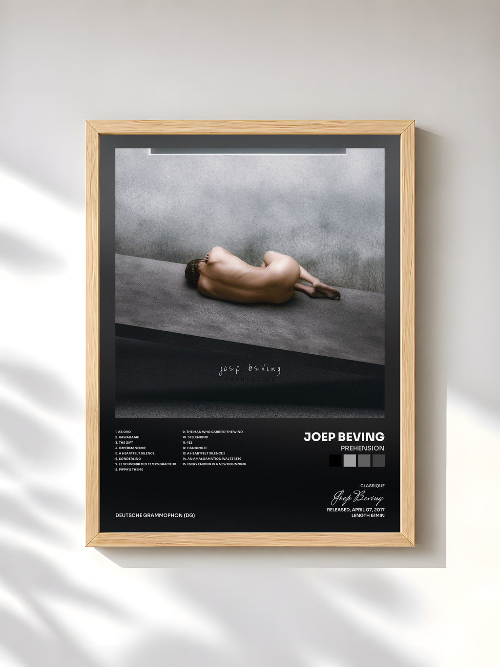 #bois Tableau de l'album Prehension de Joep Beving, cadre en bois brut, imprimé et encadré en France