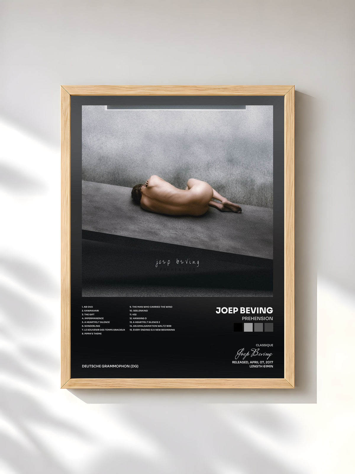 #bois Tableau de l'album Prehension de Joep Beving, cadre en bois brut, imprimé et encadré en France