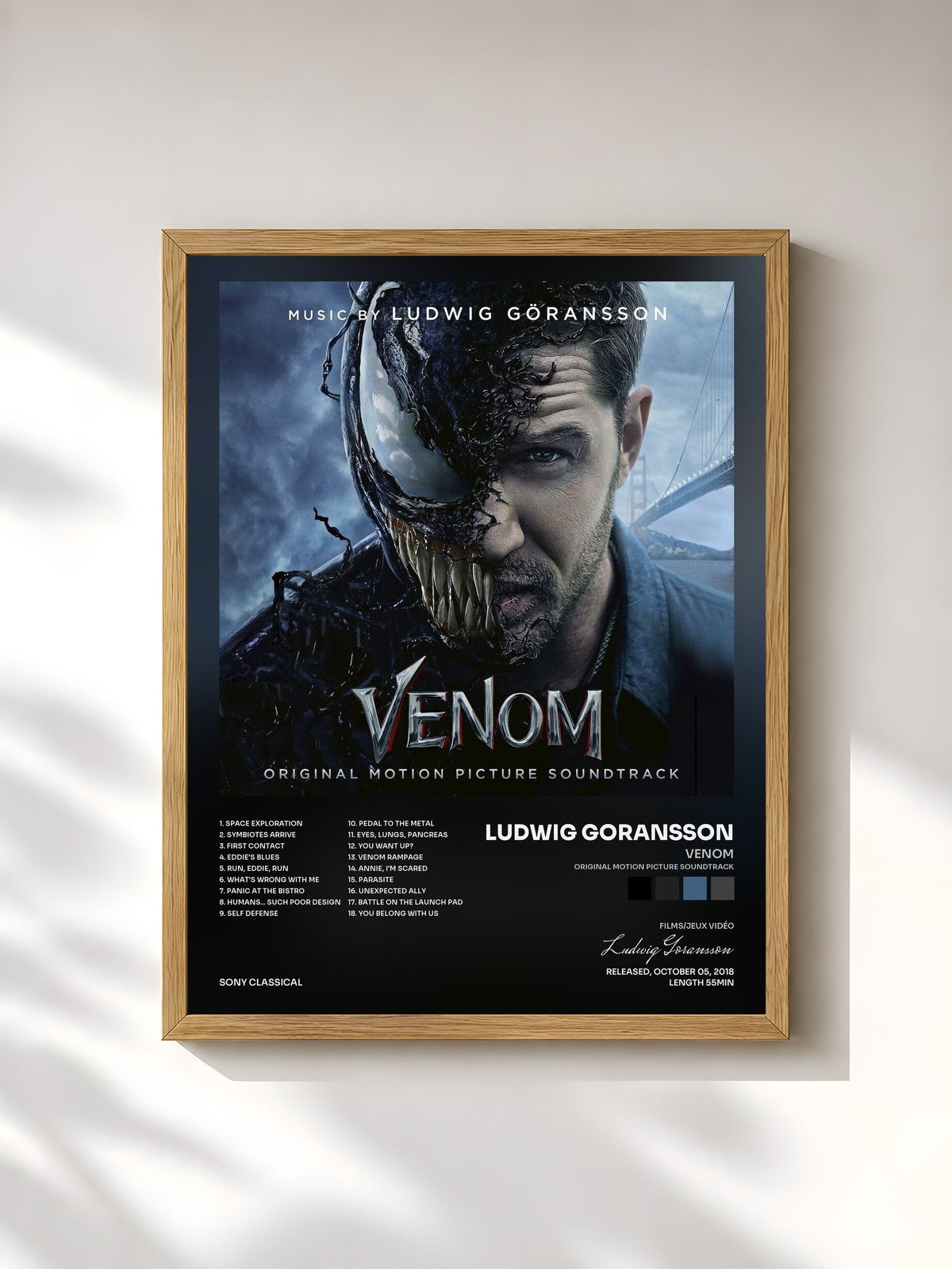 #bois Tableau de l'album Venom (Original Motion Picture Soundtrack) de Ludwig Goransson, cadre en bois brut, imprimé et encadré en France
