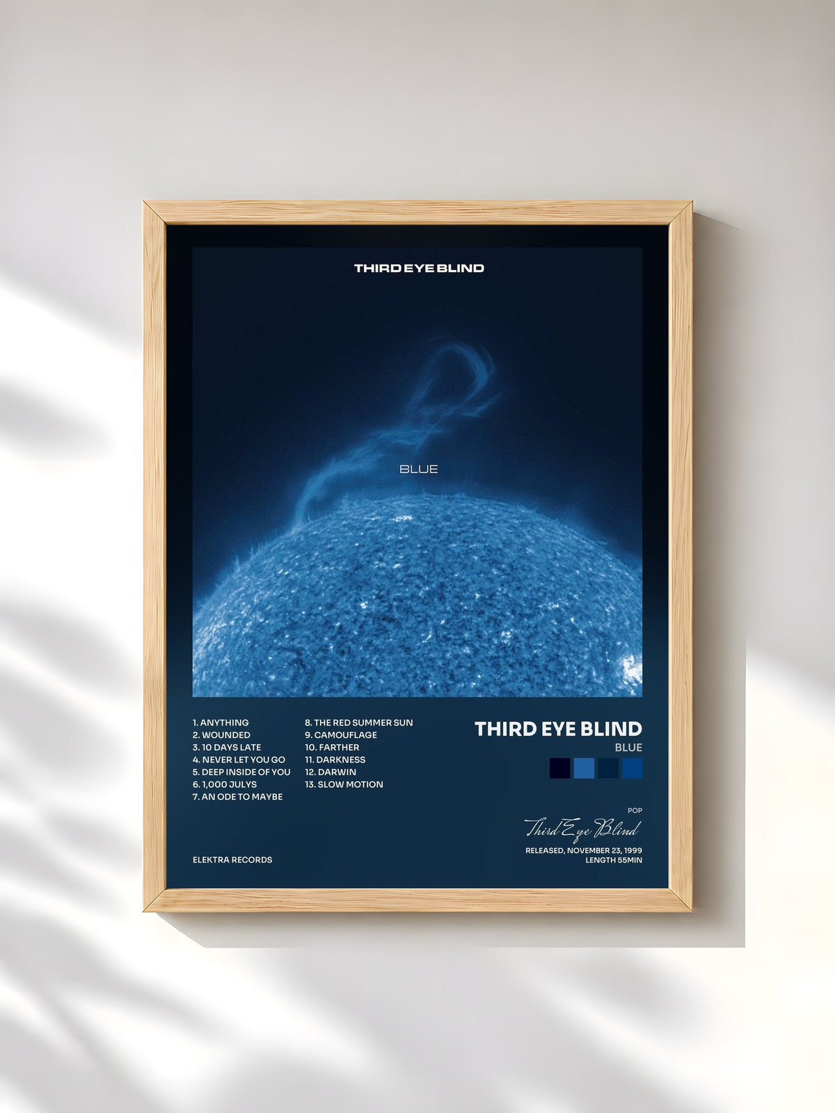 #bois Tableau de l'album Blue de Third Eye Blind, cadre en bois brut, imprimé et encadré en France