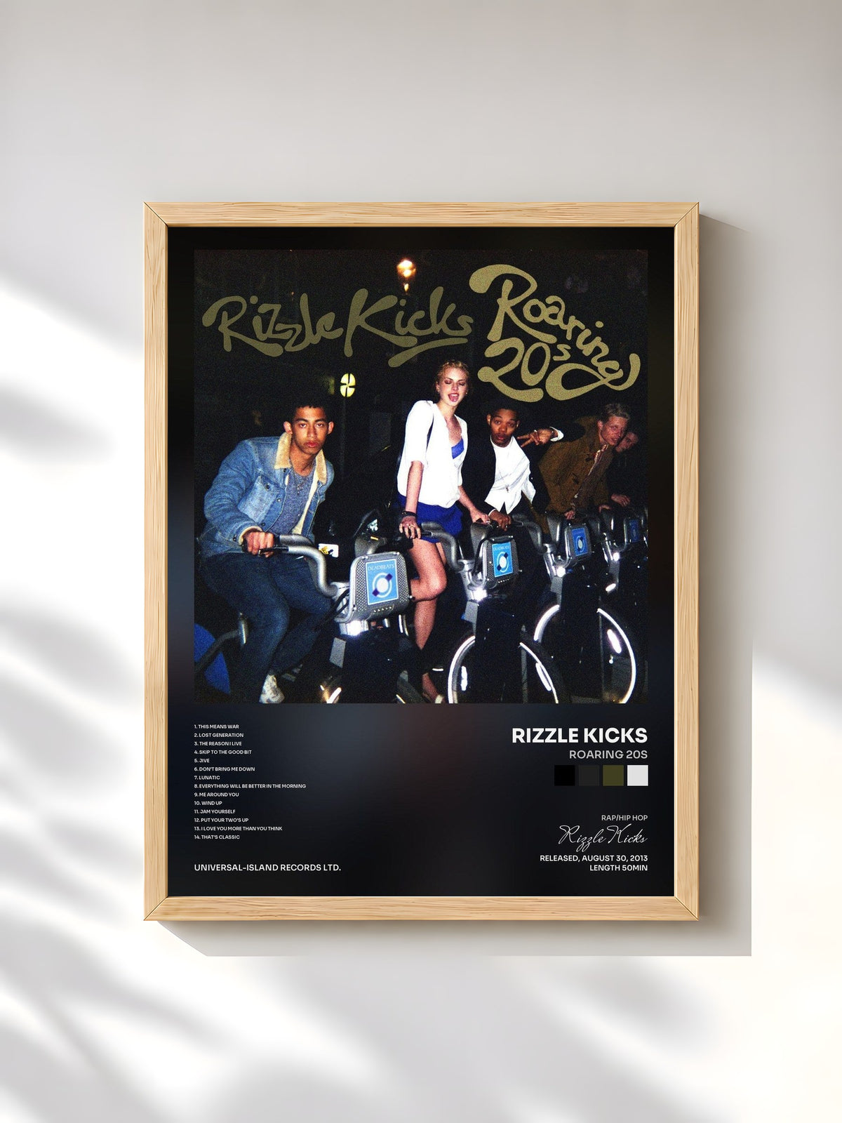 #bois Tableau de l'album Roaring 20s de Rizzle Kicks, cadre en bois brut, imprimé et encadré en France