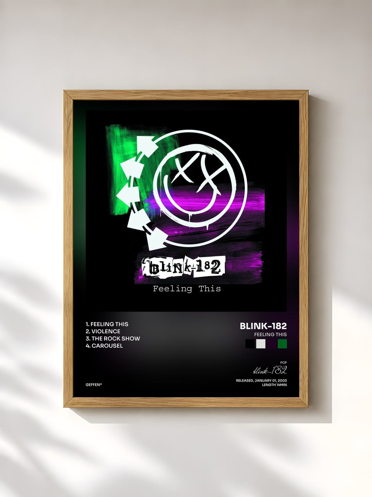 #bois Tableau de l'album Feeling This de blink-182, cadre en bois brut, imprimé et encadré en France