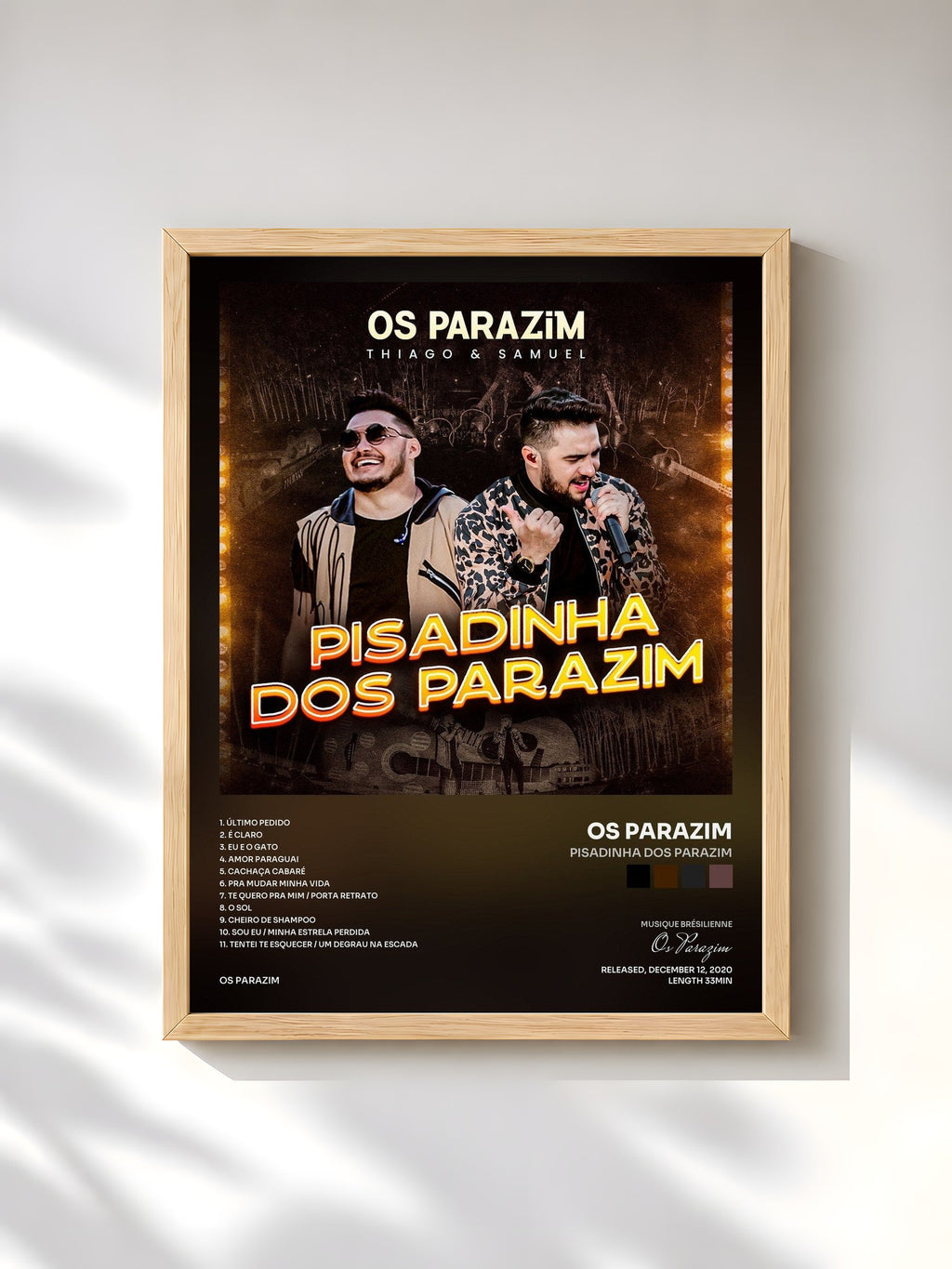 #bois Tableau de l'album Pisadinha dos Parazim de Os Parazim, cadre en bois brut, imprimé et encadré en France