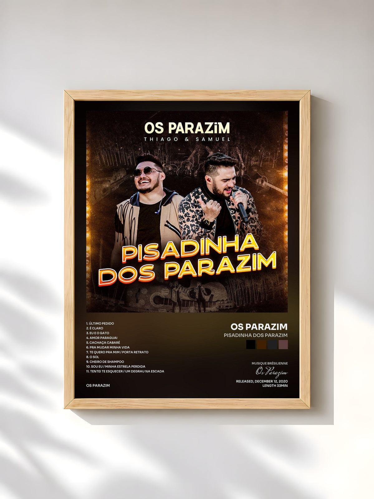 #bois Tableau de l'album Pisadinha dos Parazim de Os Parazim, cadre en bois brut, imprimé et encadré en France