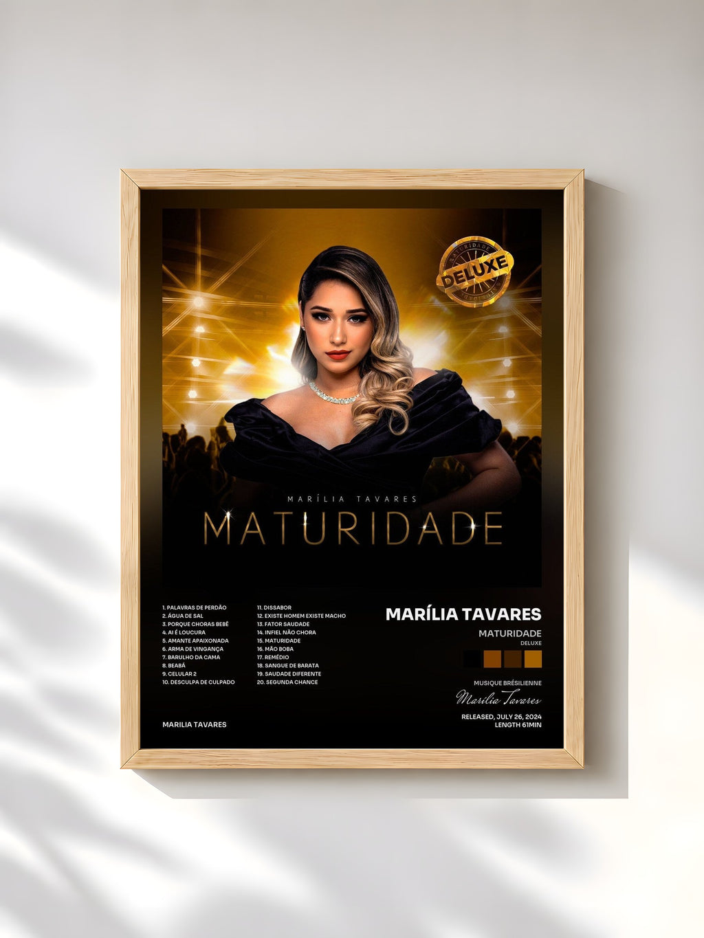 #bois Tableau de l'album Maturidade (Deluxe) de Marília Tavares, cadre en bois brut, imprimé et encadré en France