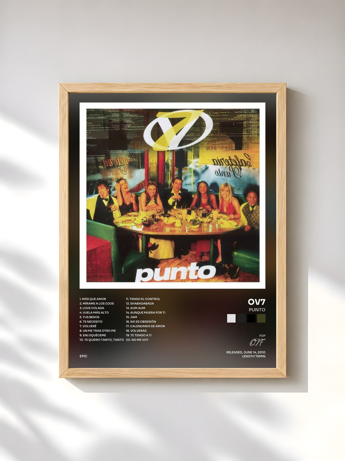 #bois Tableau de l'album Punto de OV7, cadre en bois brut, imprimé et encadré en France