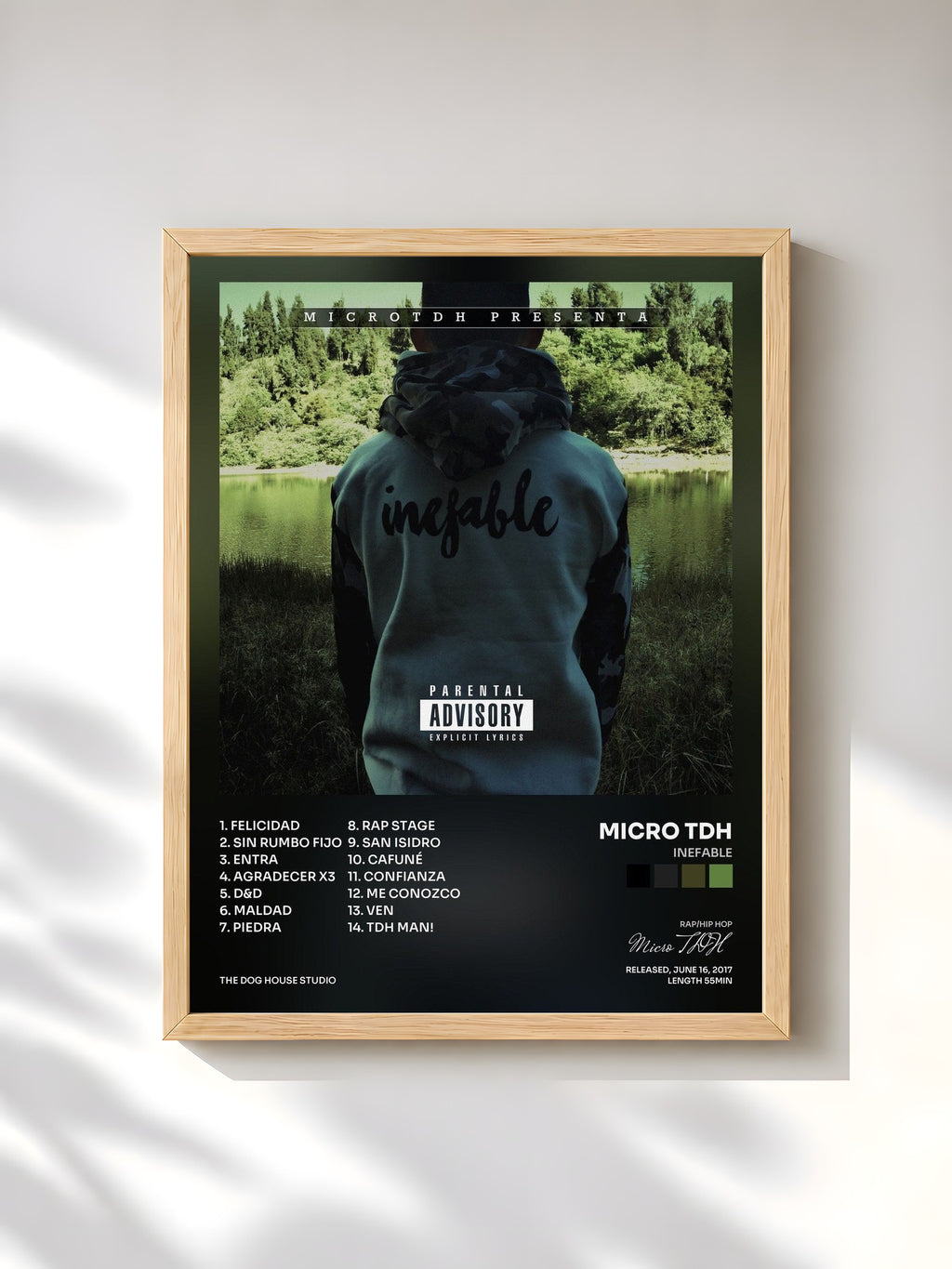 #bois Tableau de l'album Inefable de Micro TDH, cadre en bois brut, imprimé et encadré en France