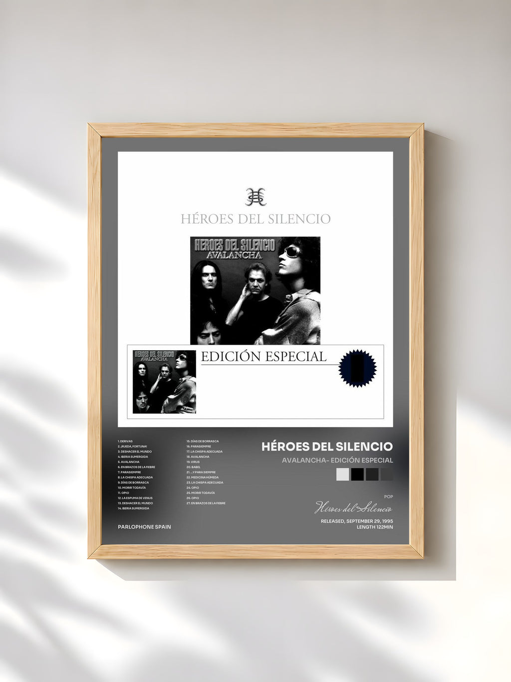 #bois Tableau de l'album Avalancha- Edición Especial de Héroes del Silencio, cadre en bois brut, imprimé et encadré en France
