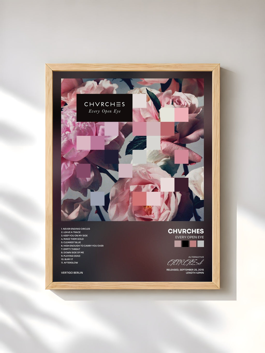 #bois Tableau de l'album Every Open Eye de CHVRCHES, cadre en bois brut, imprimé et encadré en France