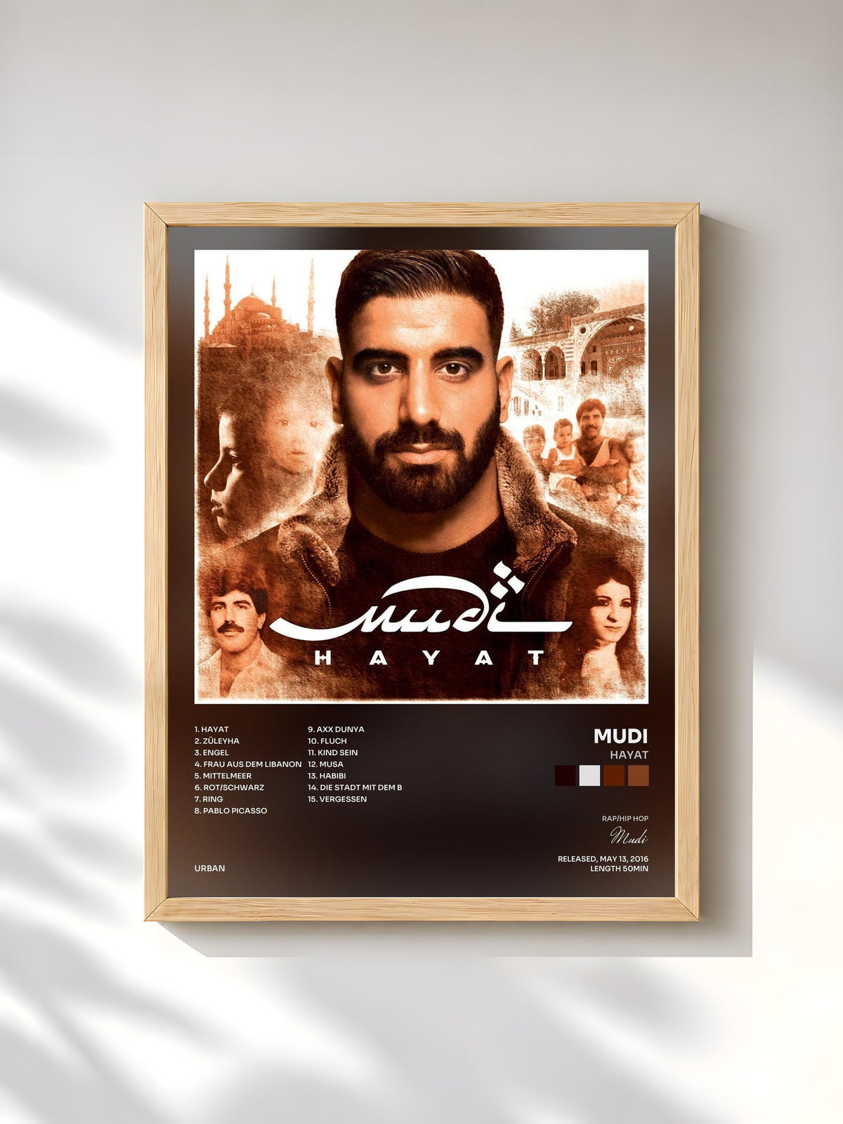 #bois Tableau de l'album Hayat de Mudi, cadre en bois brut, imprimé et encadré en France