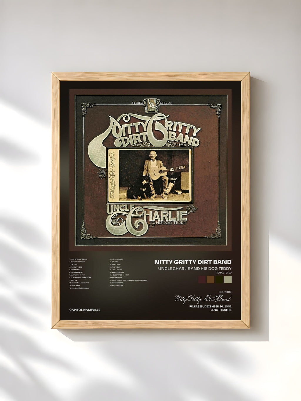 #bois Tableau de l'album Uncle Charlie And His Dog Teddy (Remastered) de Nitty Gritty Dirt Band, cadre en bois brut, imprimé et encadré en France