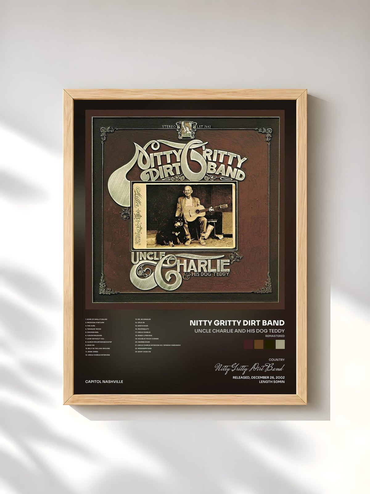 #bois Tableau de l'album Uncle Charlie And His Dog Teddy (Remastered) de Nitty Gritty Dirt Band, cadre en bois brut, imprimé et encadré en France