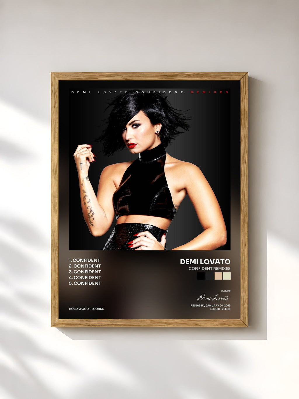 #bois Tableau de l'album Confident Remixes de Demi Lovato, cadre en bois brut, imprimé et encadré en France