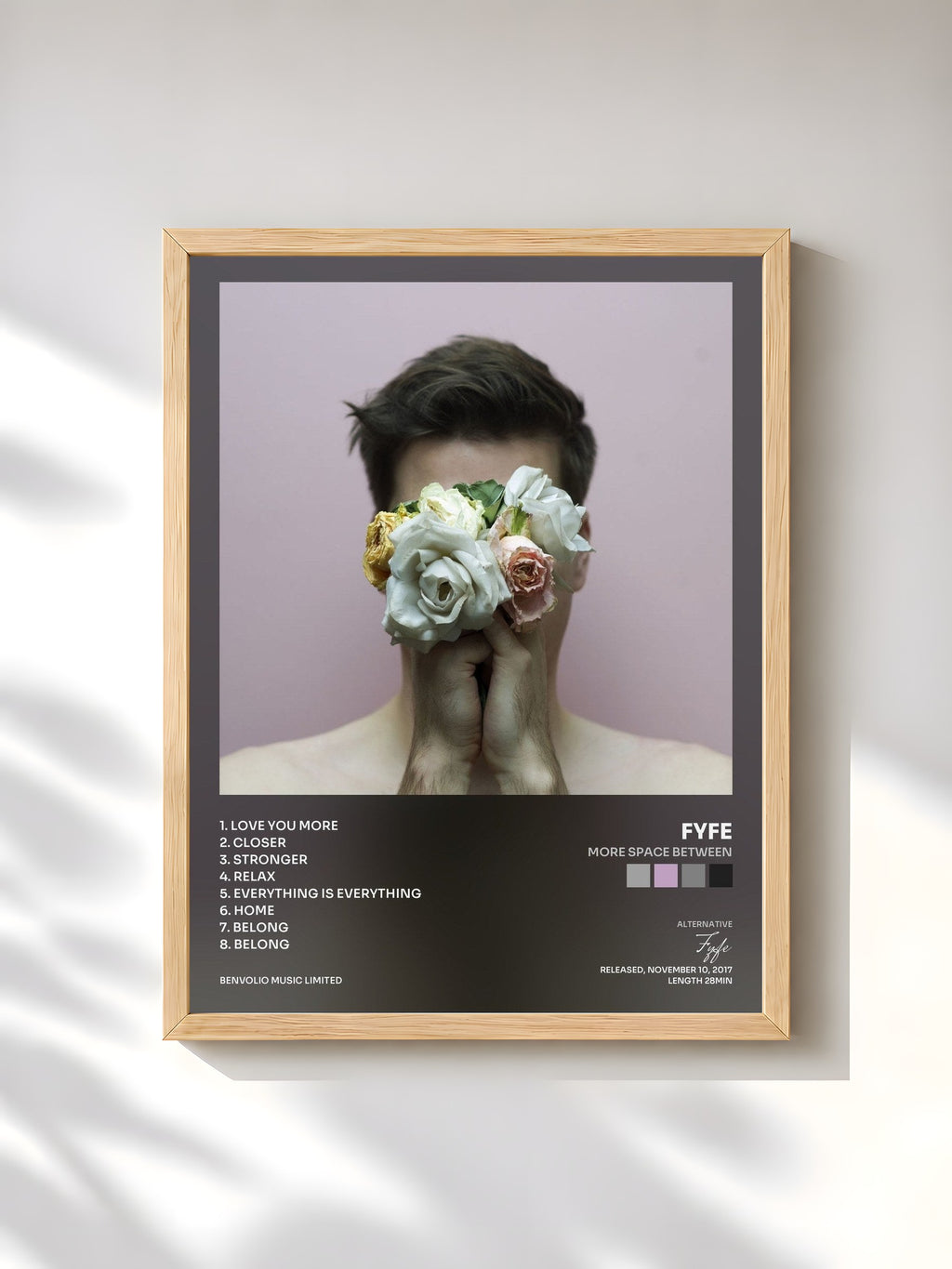 #bois Tableau de l'album More Space Between de Fyfe, cadre en bois brut, imprimé et encadré en France