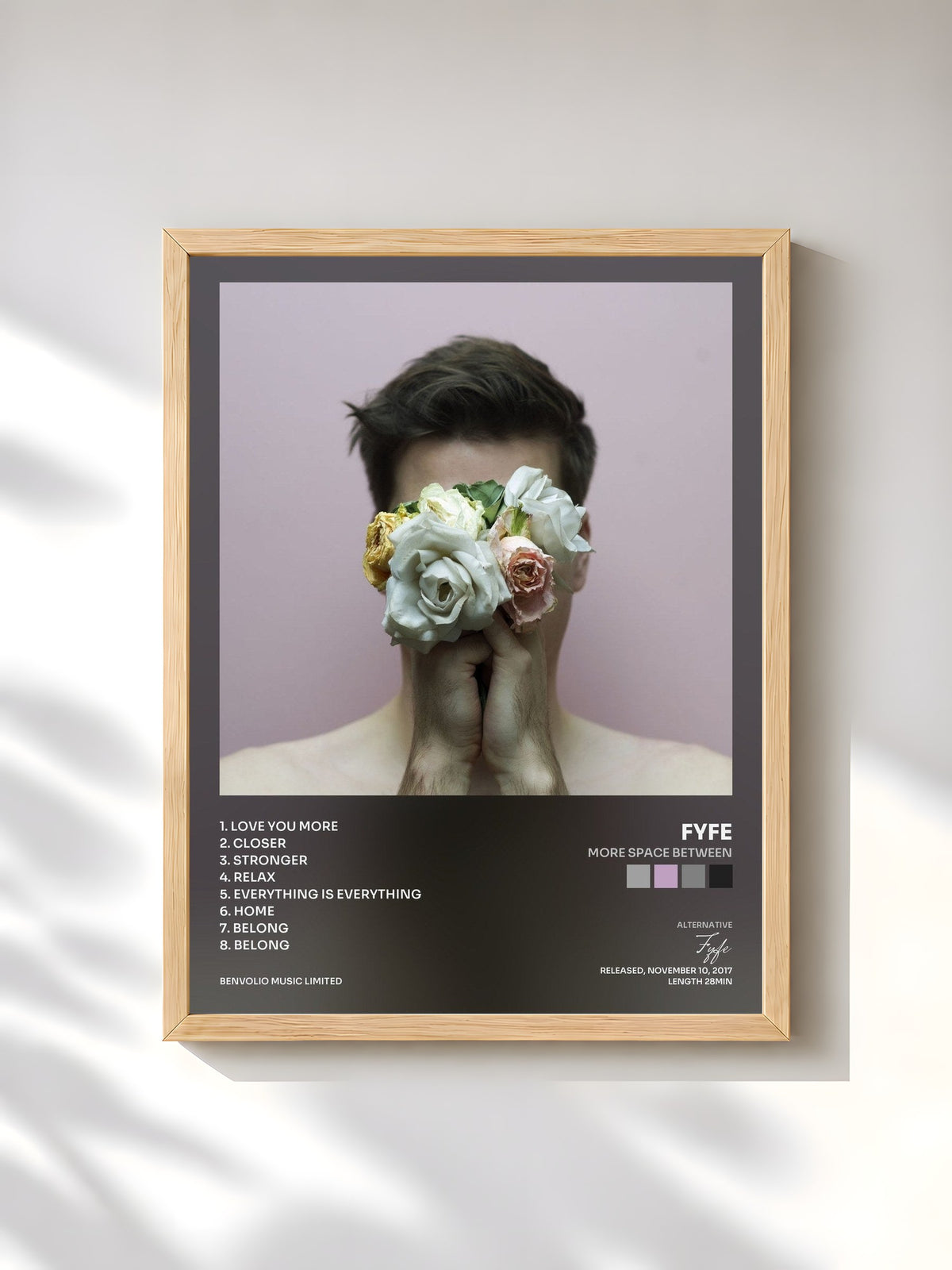 #bois Tableau de l'album More Space Between de Fyfe, cadre en bois brut, imprimé et encadré en France
