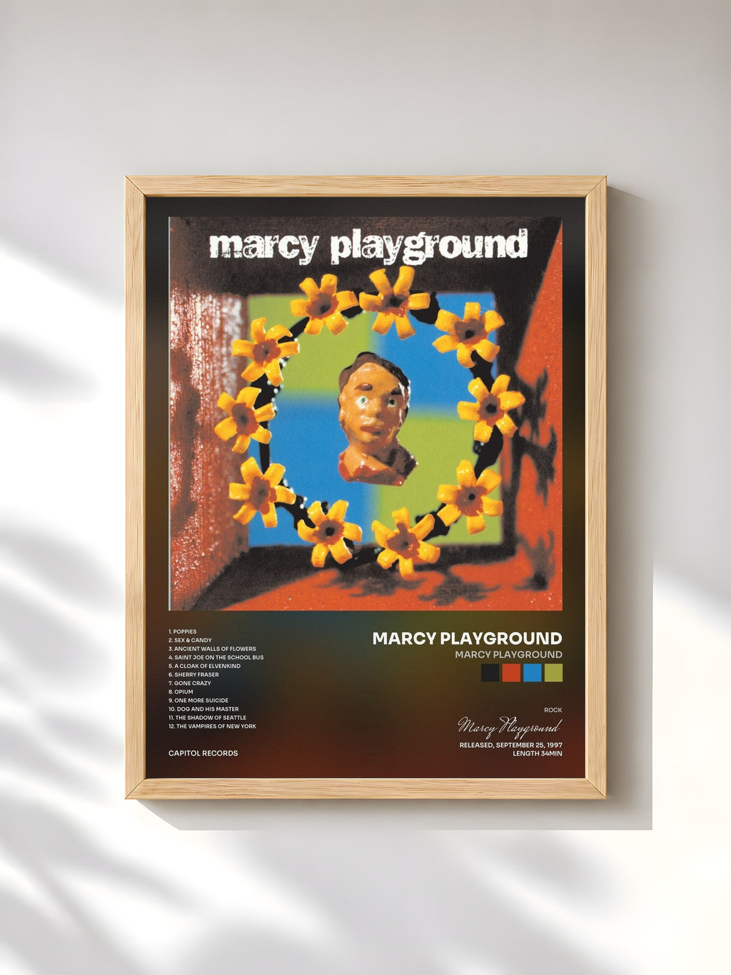 #bois Tableau de l'album Marcy Playground de Marcy Playground, cadre en bois brut, imprimé et encadré en France