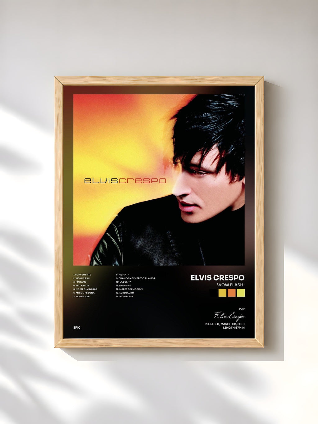 #bois Tableau de l'album Wow Flash! de Elvis Crespo, cadre en bois brut, imprimé et encadré en France