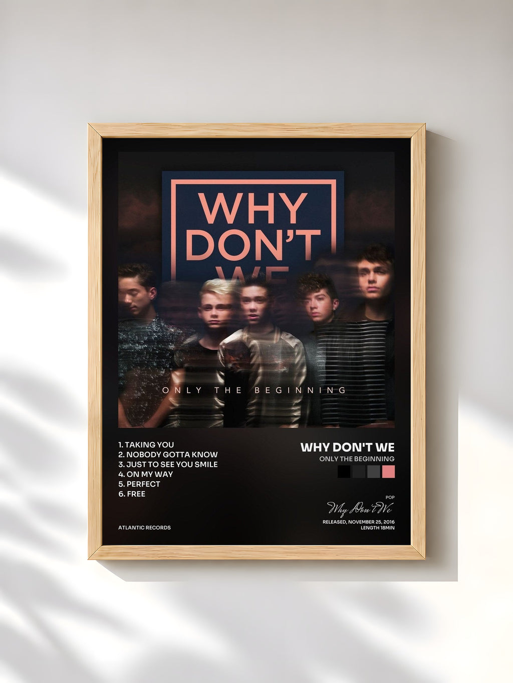 #bois Tableau de l'album Only The Beginning de Why Don't We, cadre en bois brut, imprimé et encadré en France