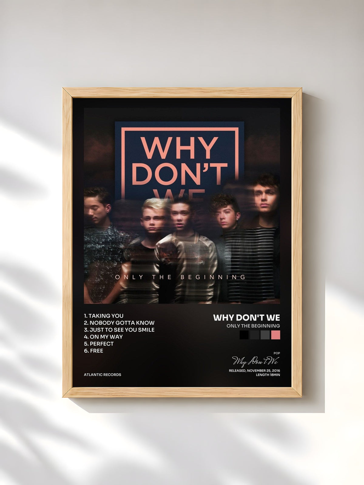 #bois Tableau de l'album Only The Beginning de Why Don't We, cadre en bois brut, imprimé et encadré en France