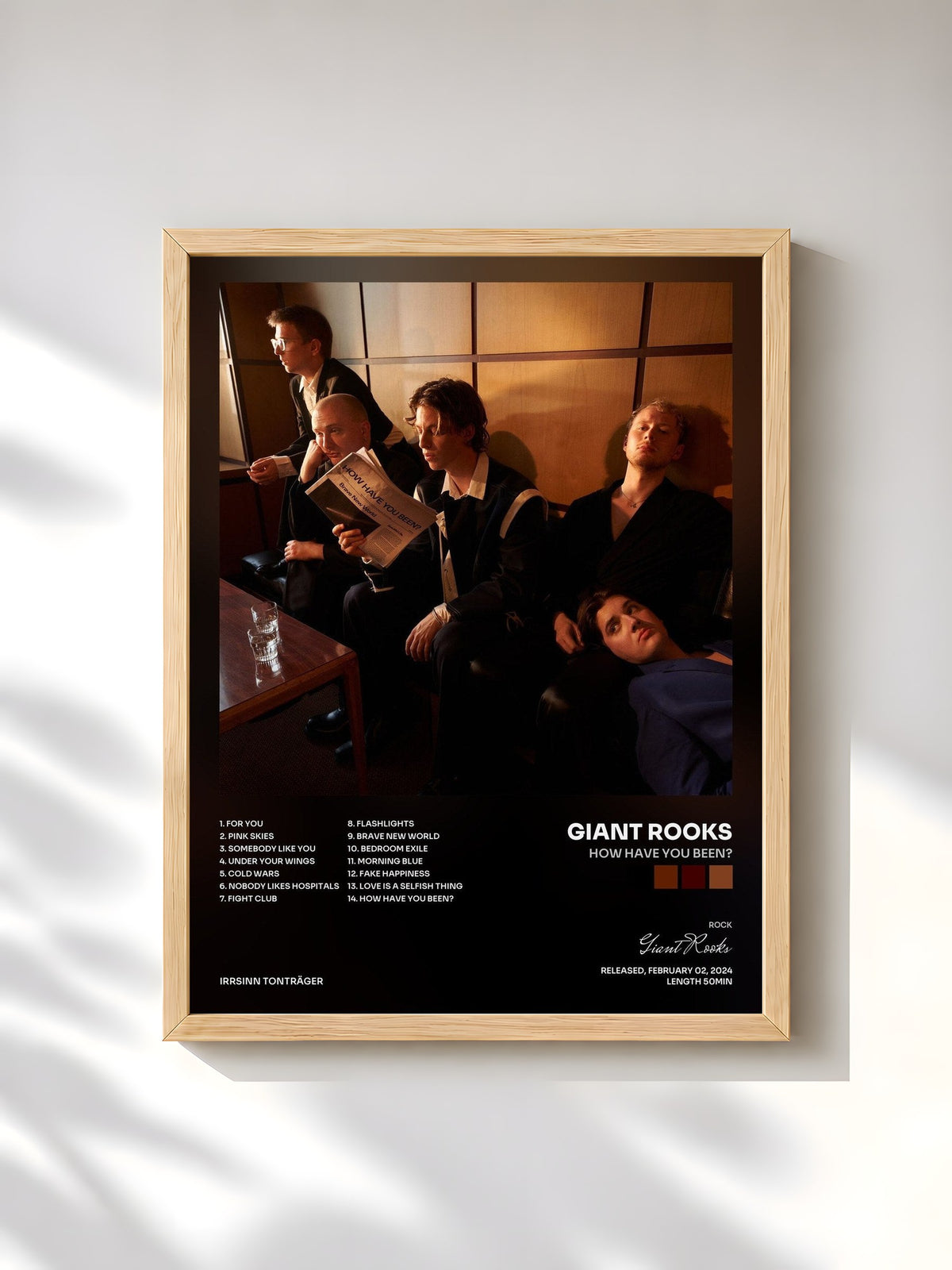 #bois Tableau de l'album How Have You Been? de Giant Rooks, cadre en bois brut, imprimé et encadré en France