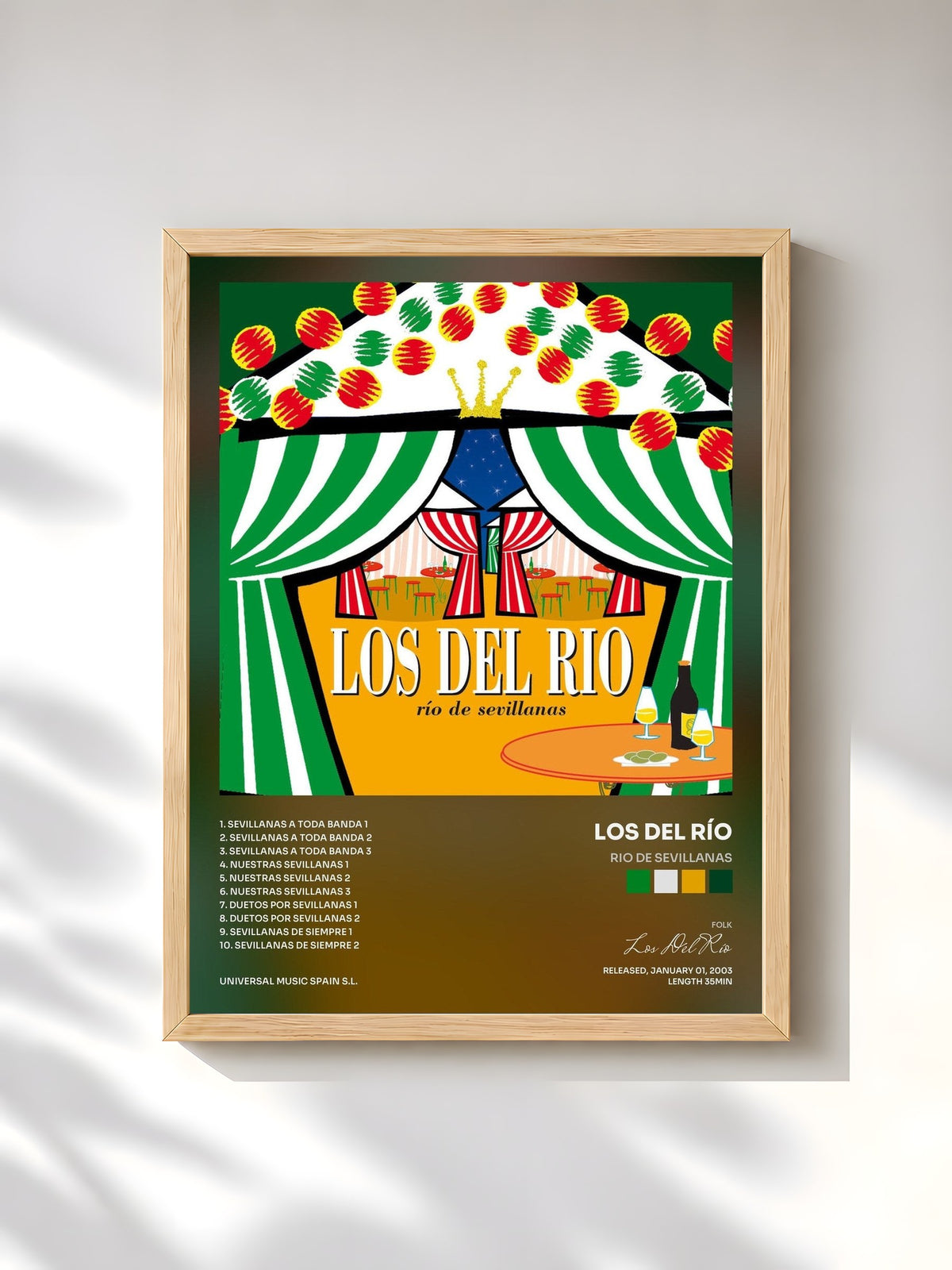 #bois Tableau de l'album Rio De Sevillanas de Los Del Río, cadre en bois brut, imprimé et encadré en France