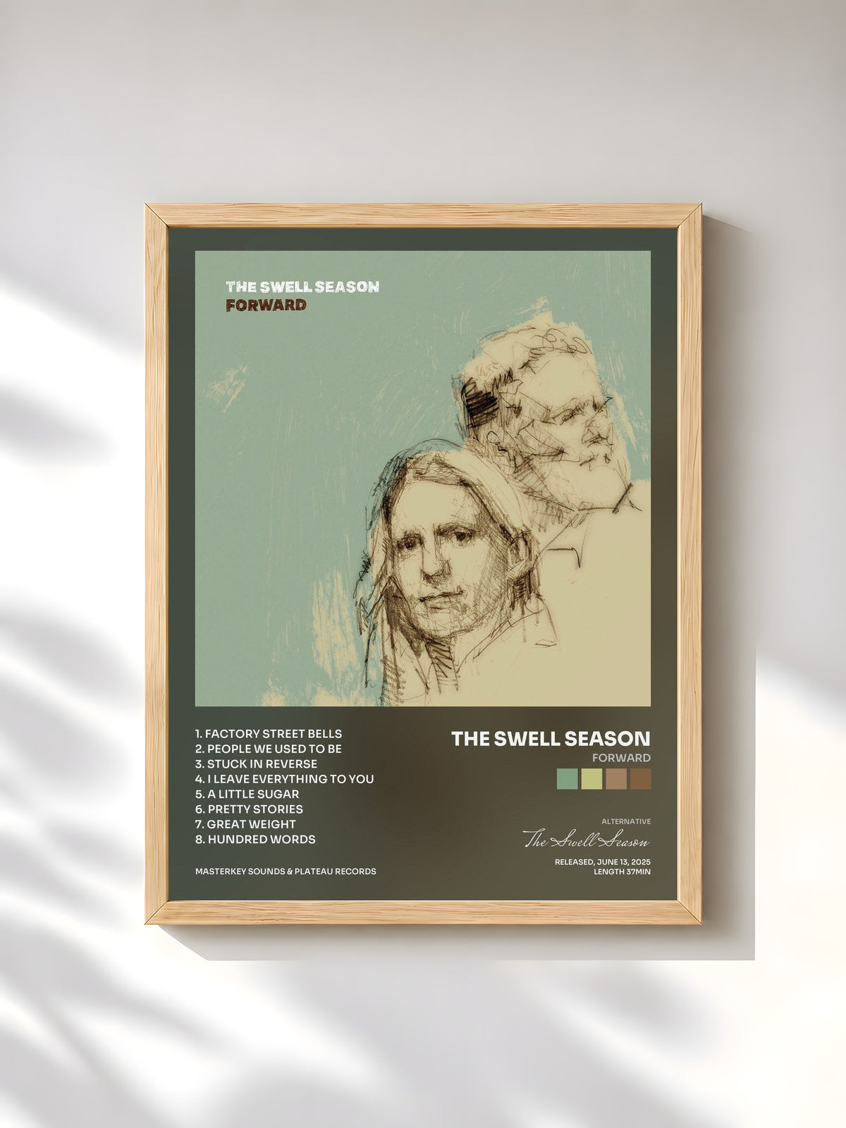 #bois Tableau de l'album Forward de The Swell Season, cadre en bois brut, imprimé et encadré en France