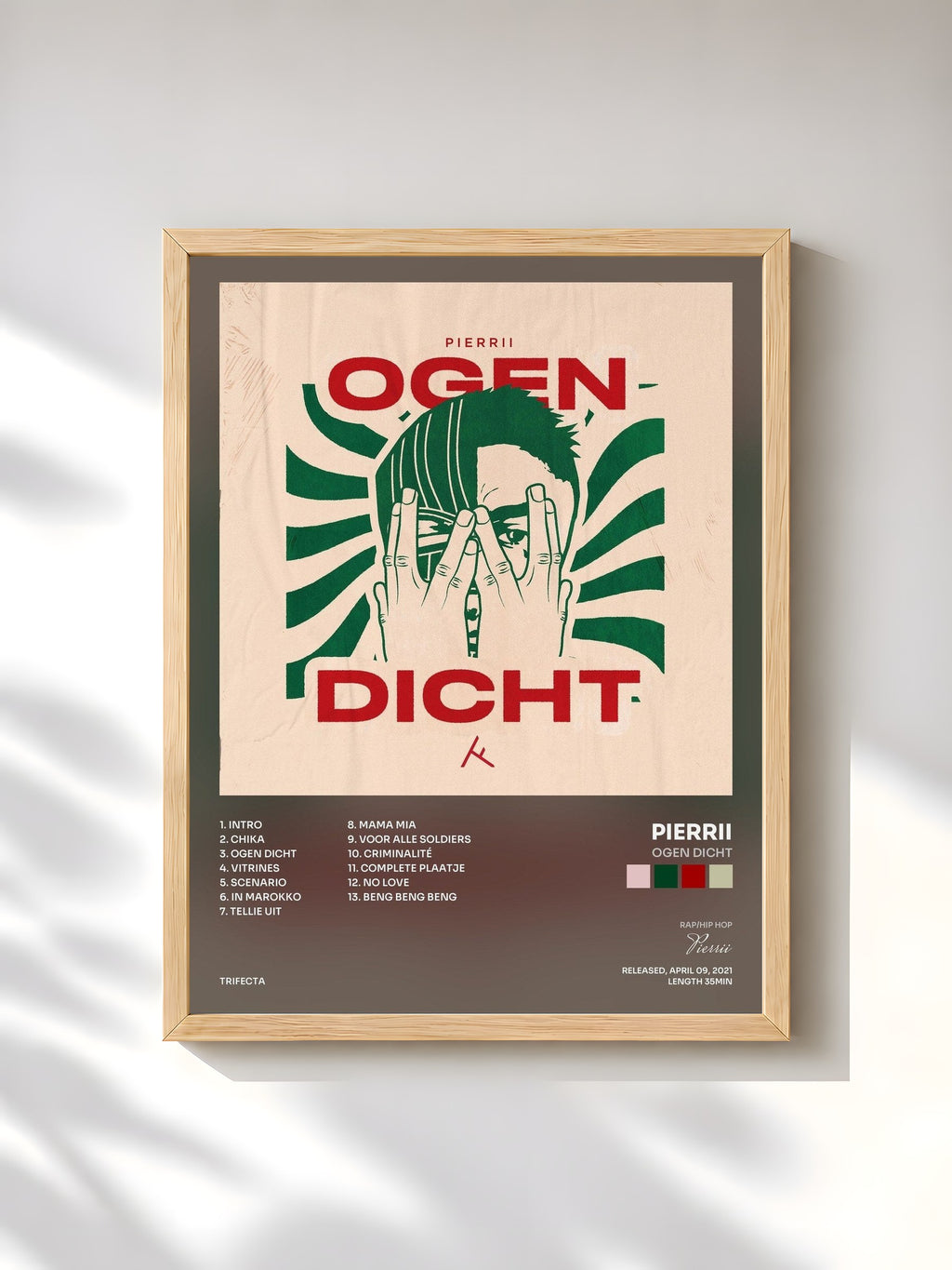 #bois Tableau de l'album Ogen Dicht de Pierrii, cadre en bois brut, imprimé et encadré en France