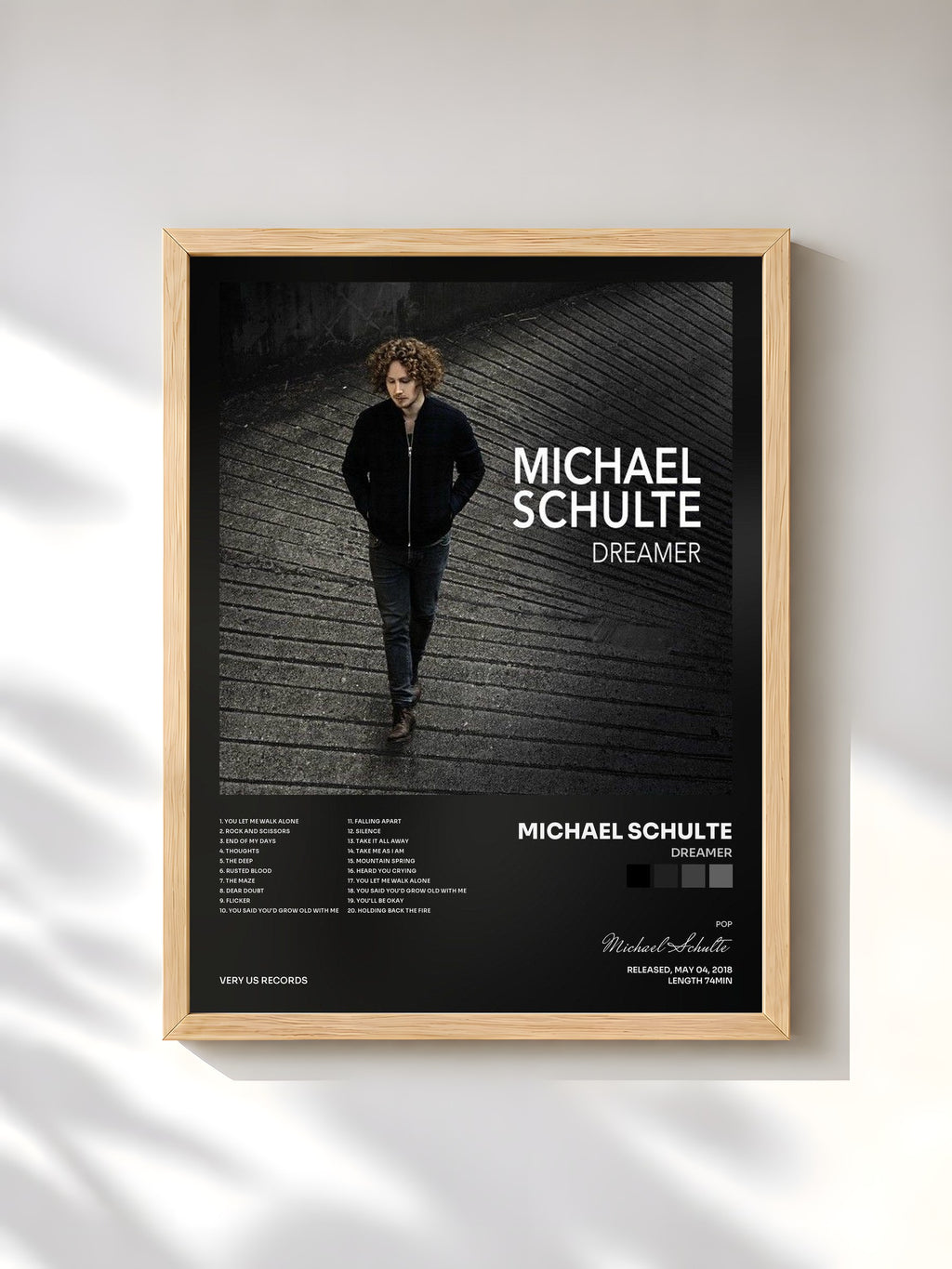 #bois Tableau de l'album Dreamer de Michael Schulte, cadre en bois brut, imprimé et encadré en France