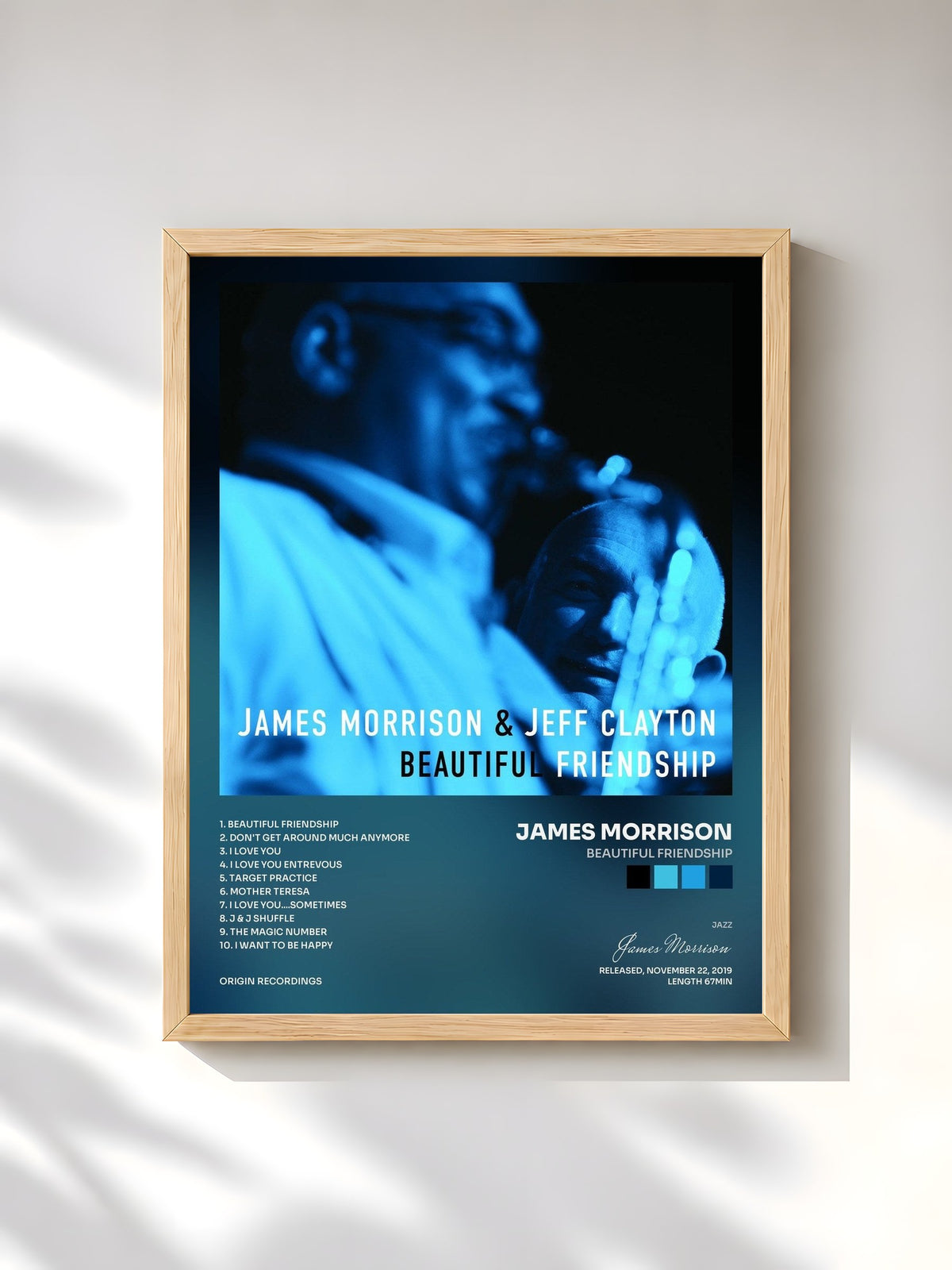 #bois Tableau de l'album Beautiful Friendship de James Morrison, cadre en bois brut, imprimé et encadré en France