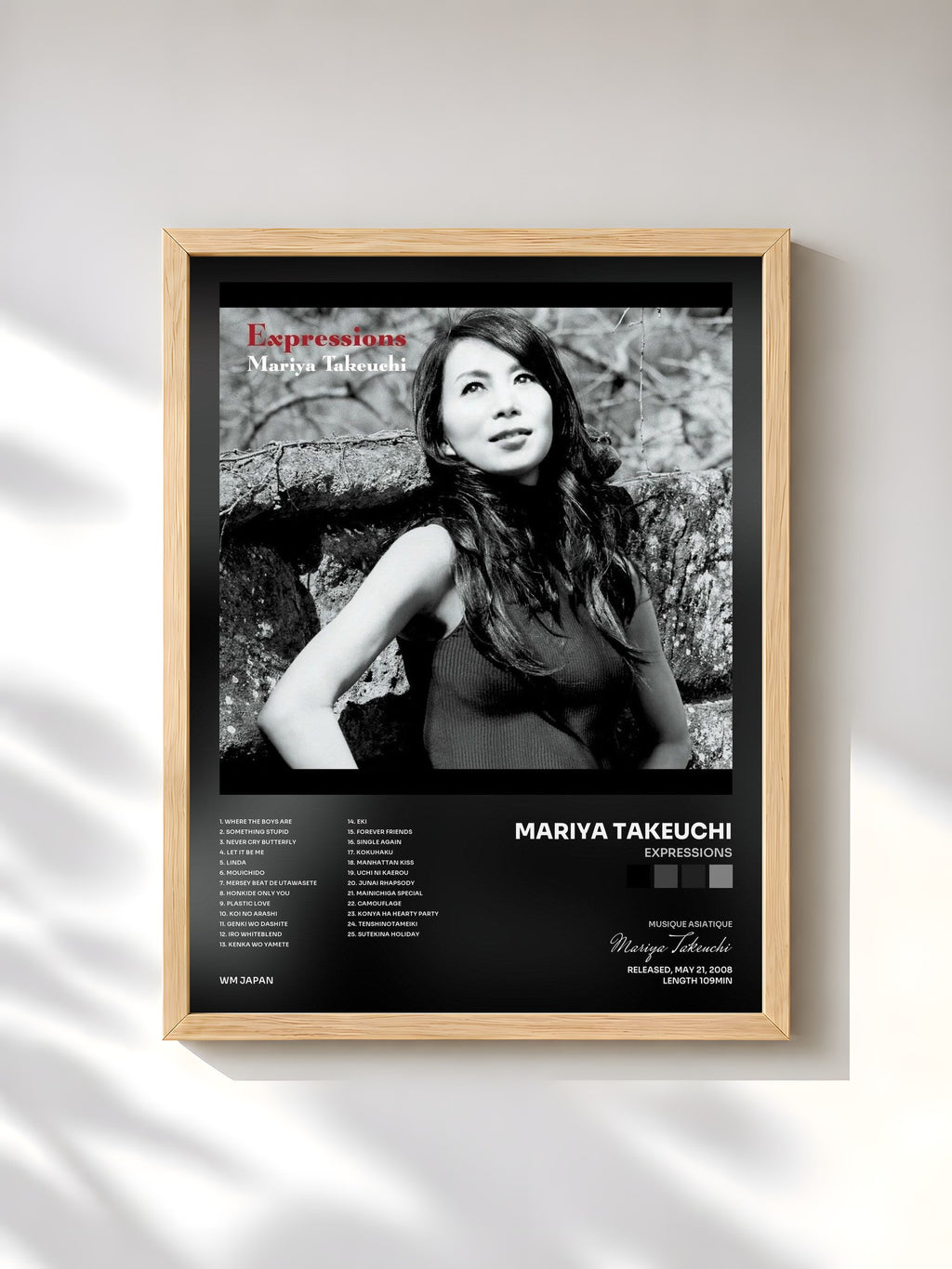 #bois Tableau de l'album Expressions de Mariya Takeuchi, cadre en bois brut, imprimé et encadré en France