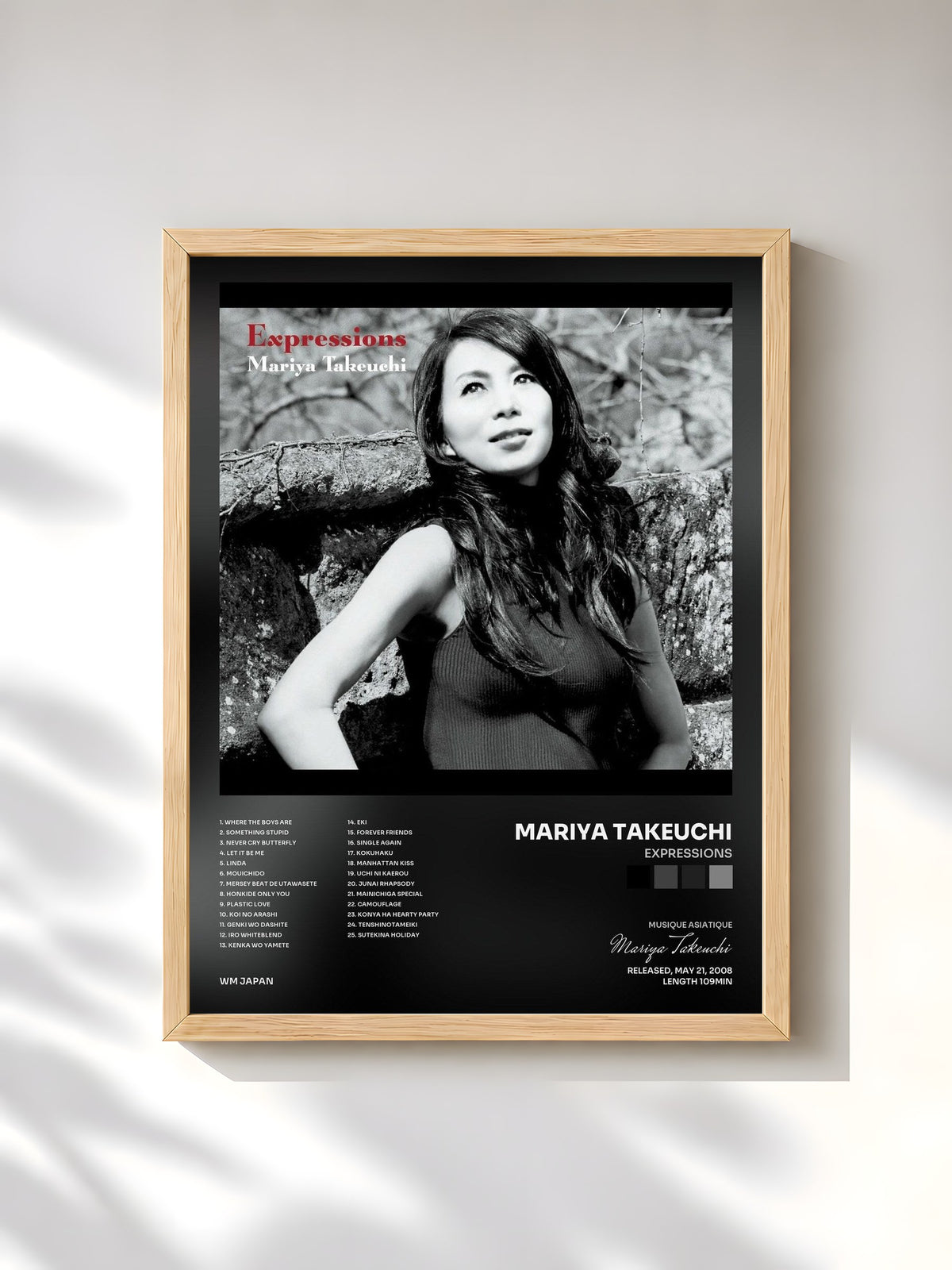 #bois Tableau de l'album Expressions de Mariya Takeuchi, cadre en bois brut, imprimé et encadré en France