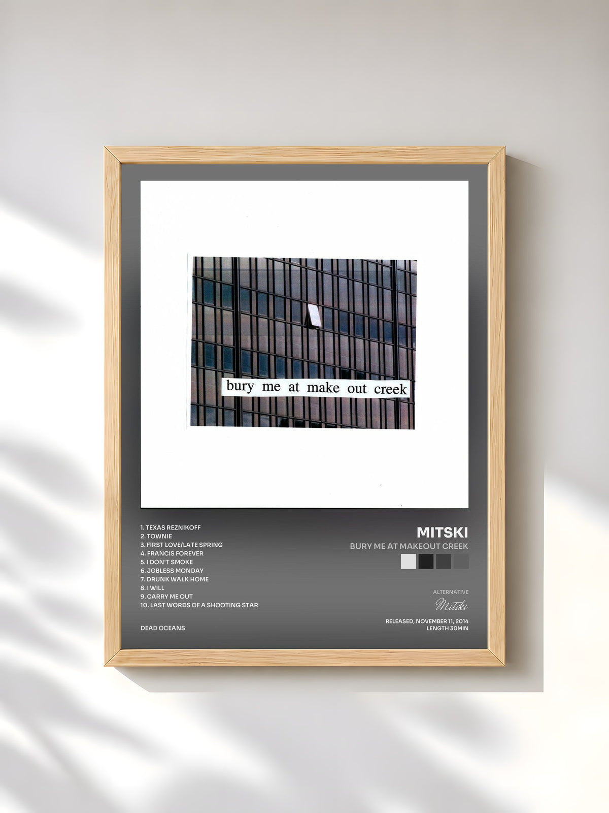 #bois Tableau de l'album Bury Me At Makeout Creek de Mitski, cadre en bois brut, imprimé et encadré en France