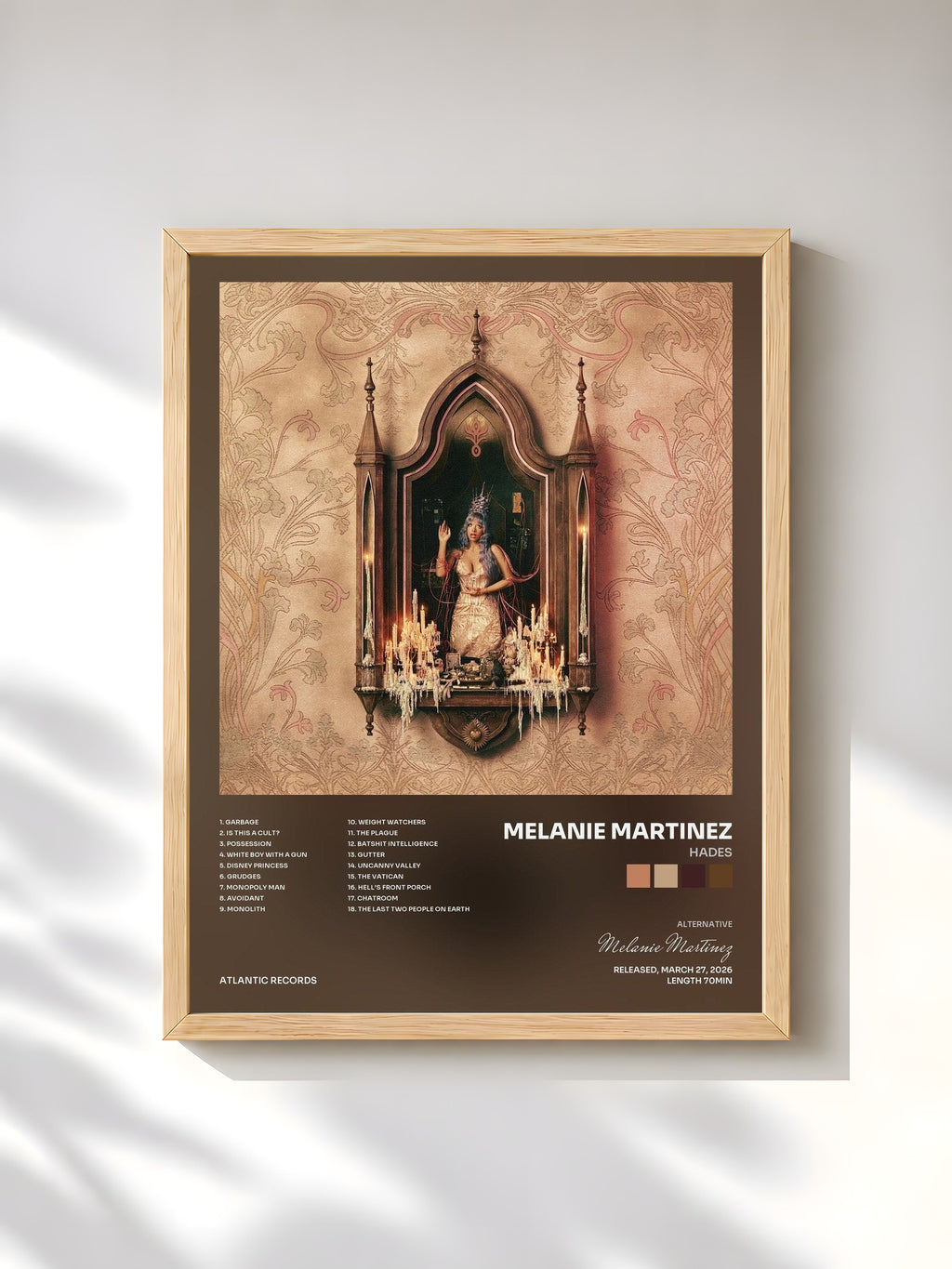 #bois Tableau de l'album HADES de Melanie Martinez, cadre en bois brut, imprimé et encadré en France